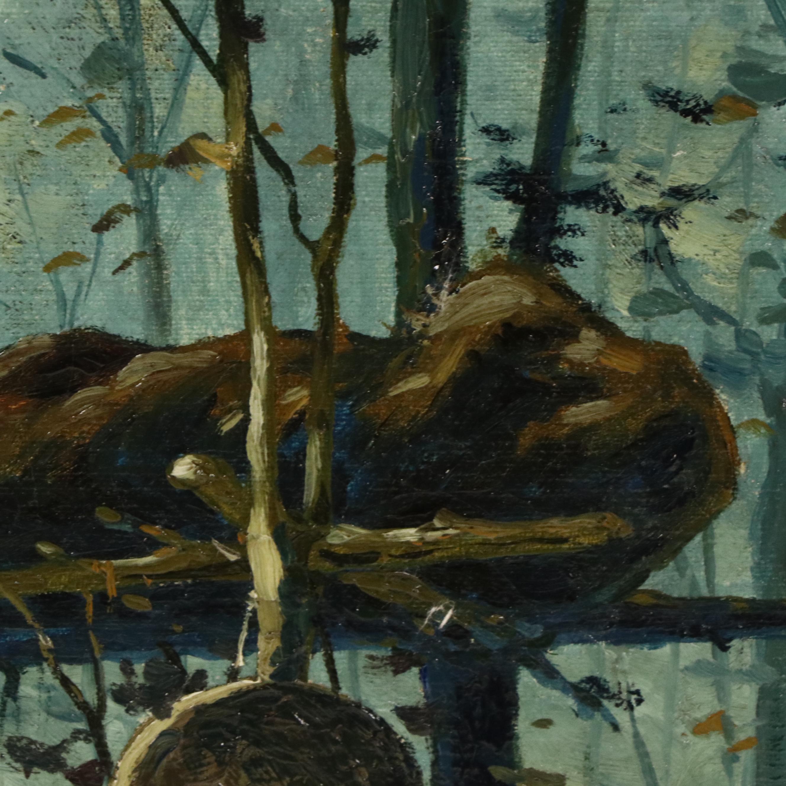 William Meuttman Oil Painting "Indian Burial," Late 19th–Early 20th Century