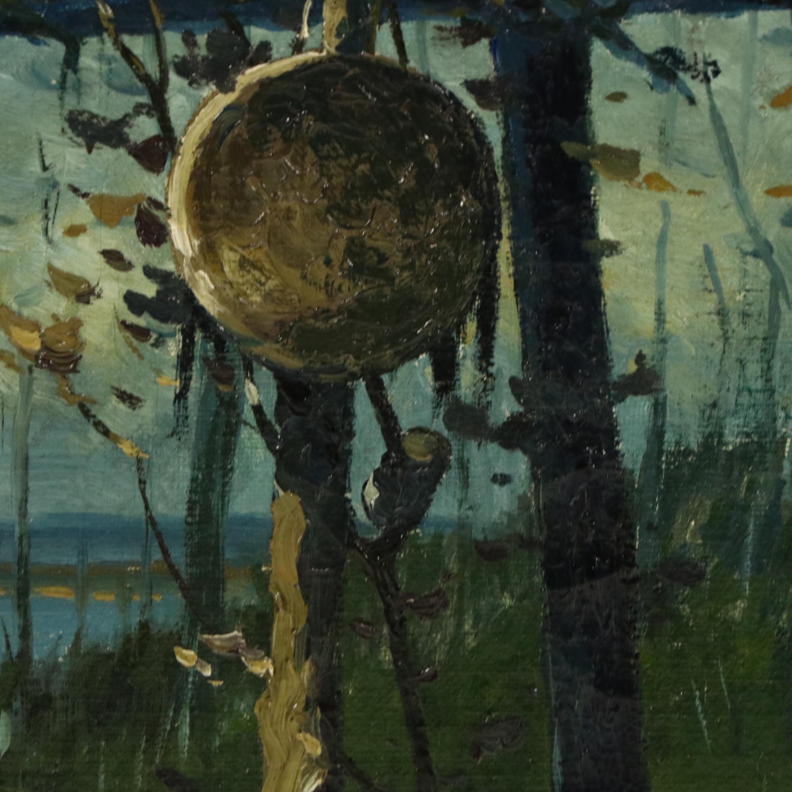 William Meuttman Oil Painting "Indian Burial," Late 19th–Early 20th Century