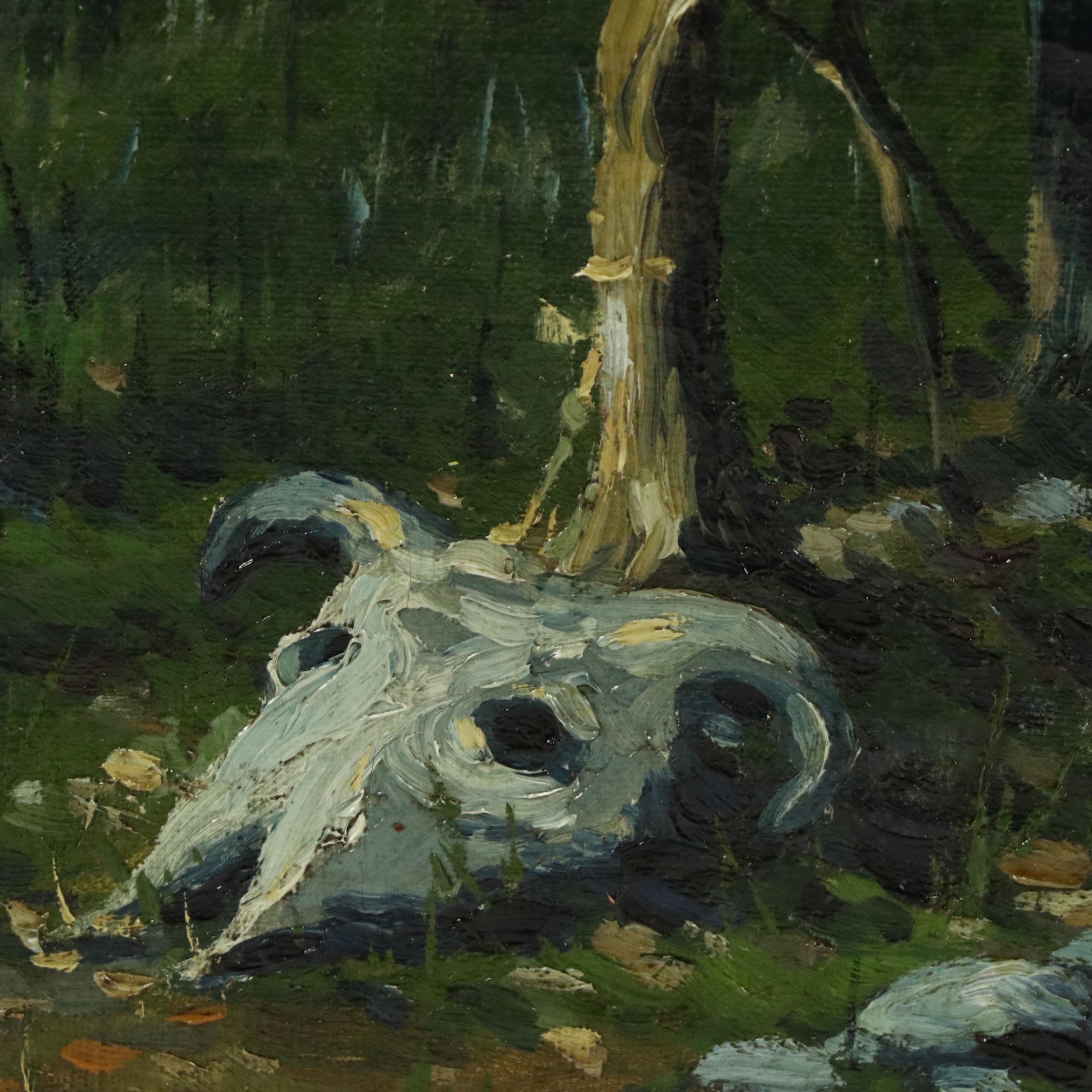 William Meuttman Oil Painting "Indian Burial," Late 19th–Early 20th Century