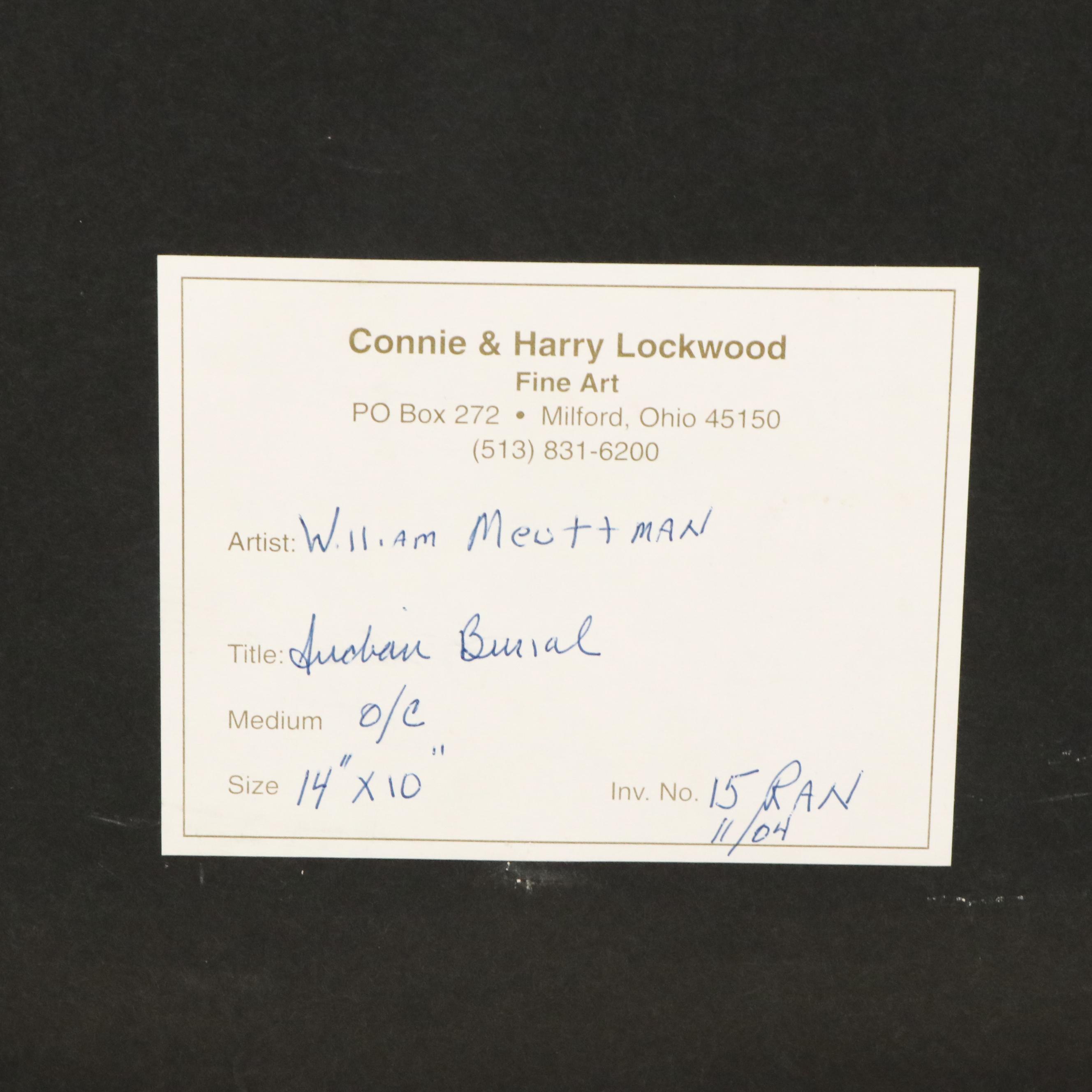 William Meuttman Oil Painting "Indian Burial," Late 19th–Early 20th Century