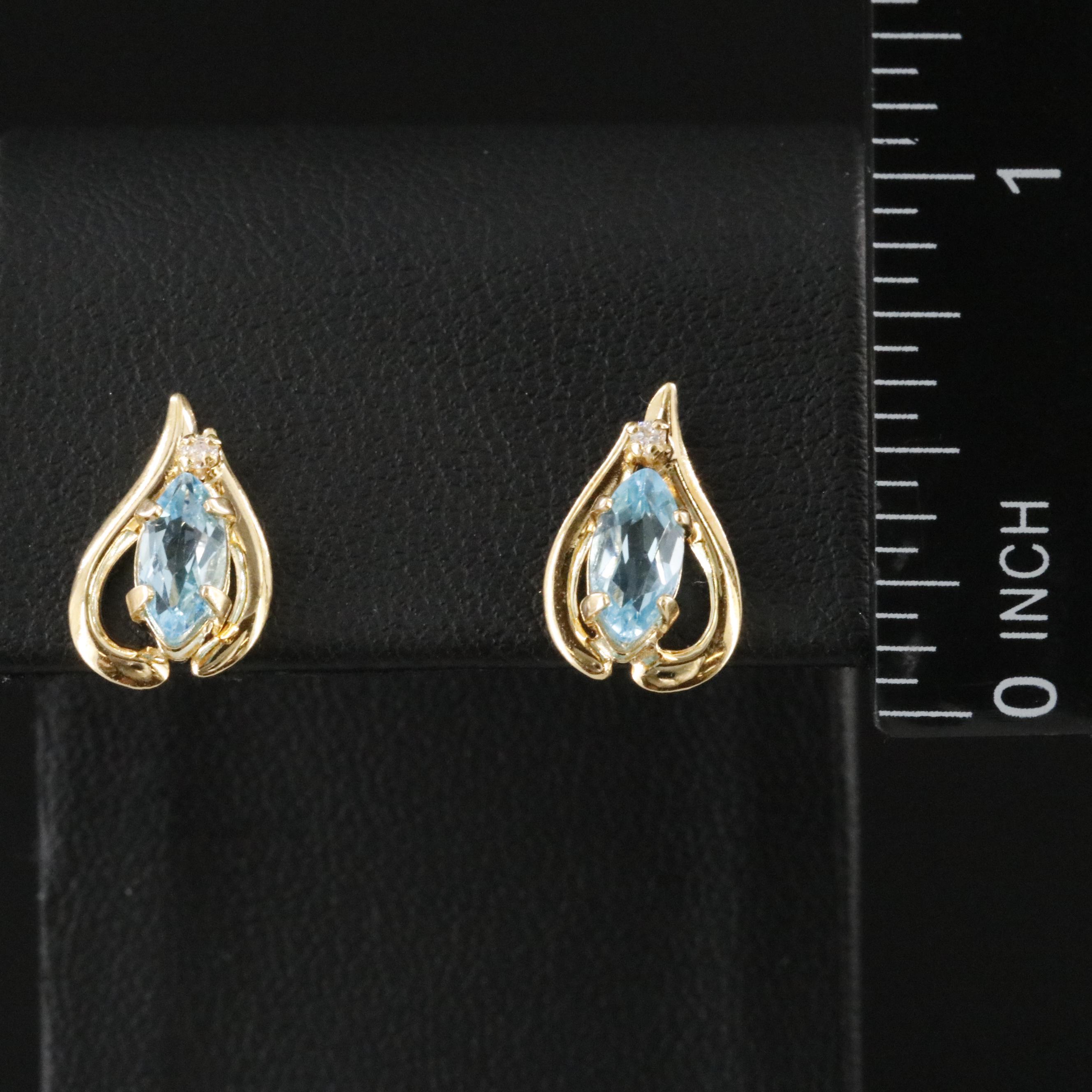 14K Swiss Blue Topaz and Diamond Earrings