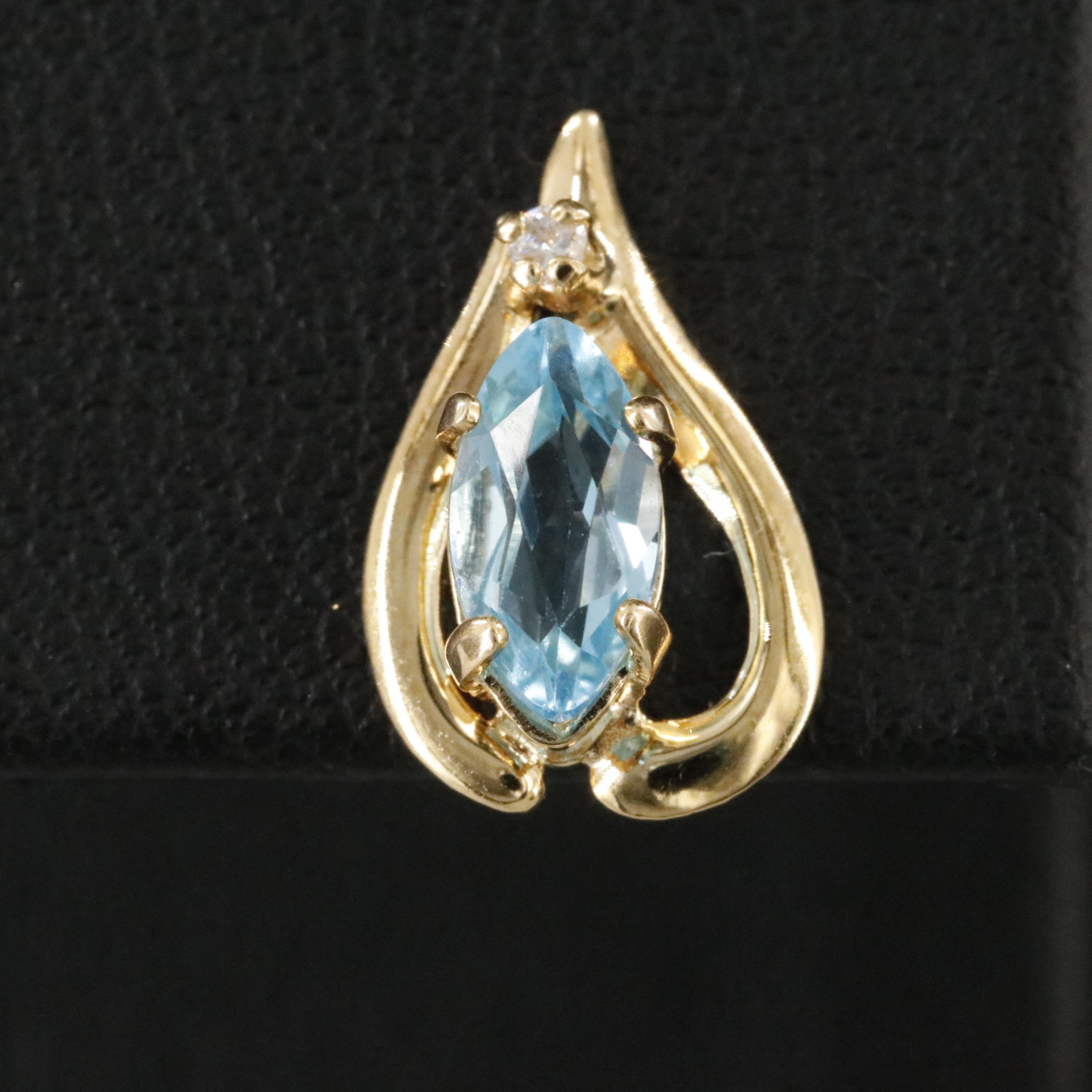 14K Swiss Blue Topaz and Diamond Earrings