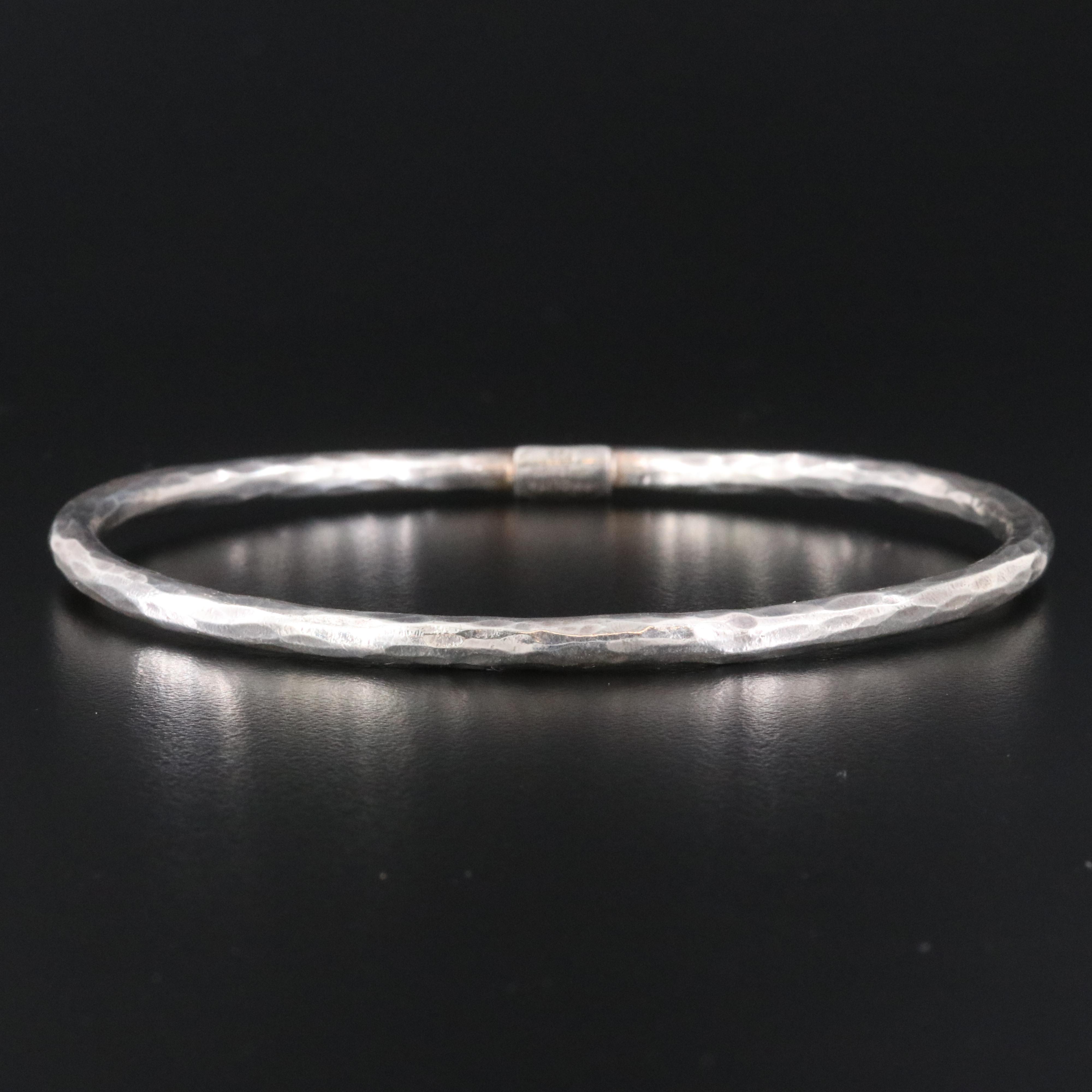 Ippolita Classico Sterling Skinny Hammered Bangle Bracelet