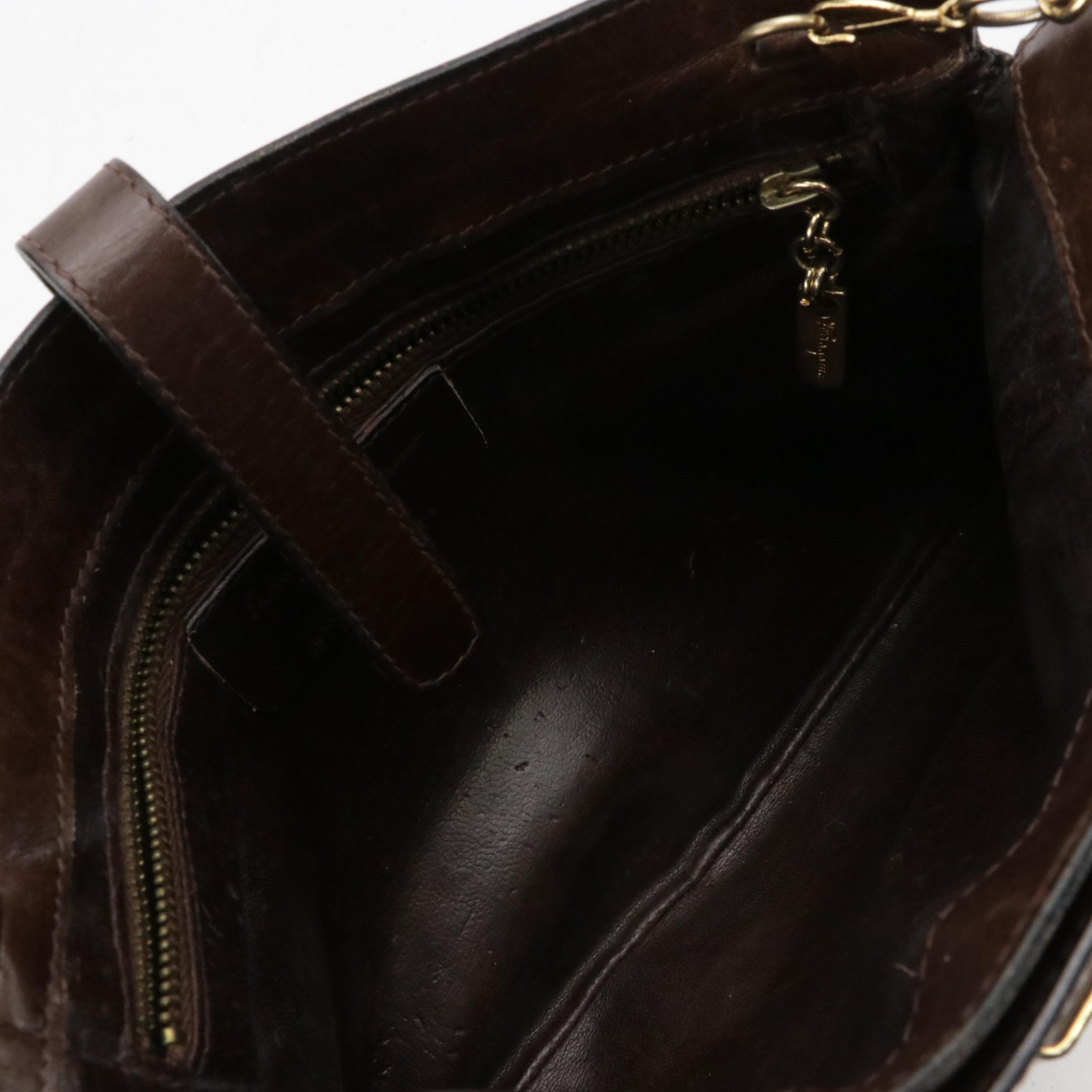 Salvatore Ferragamo Firenze 8 Convertible Clutch in Brown Leather