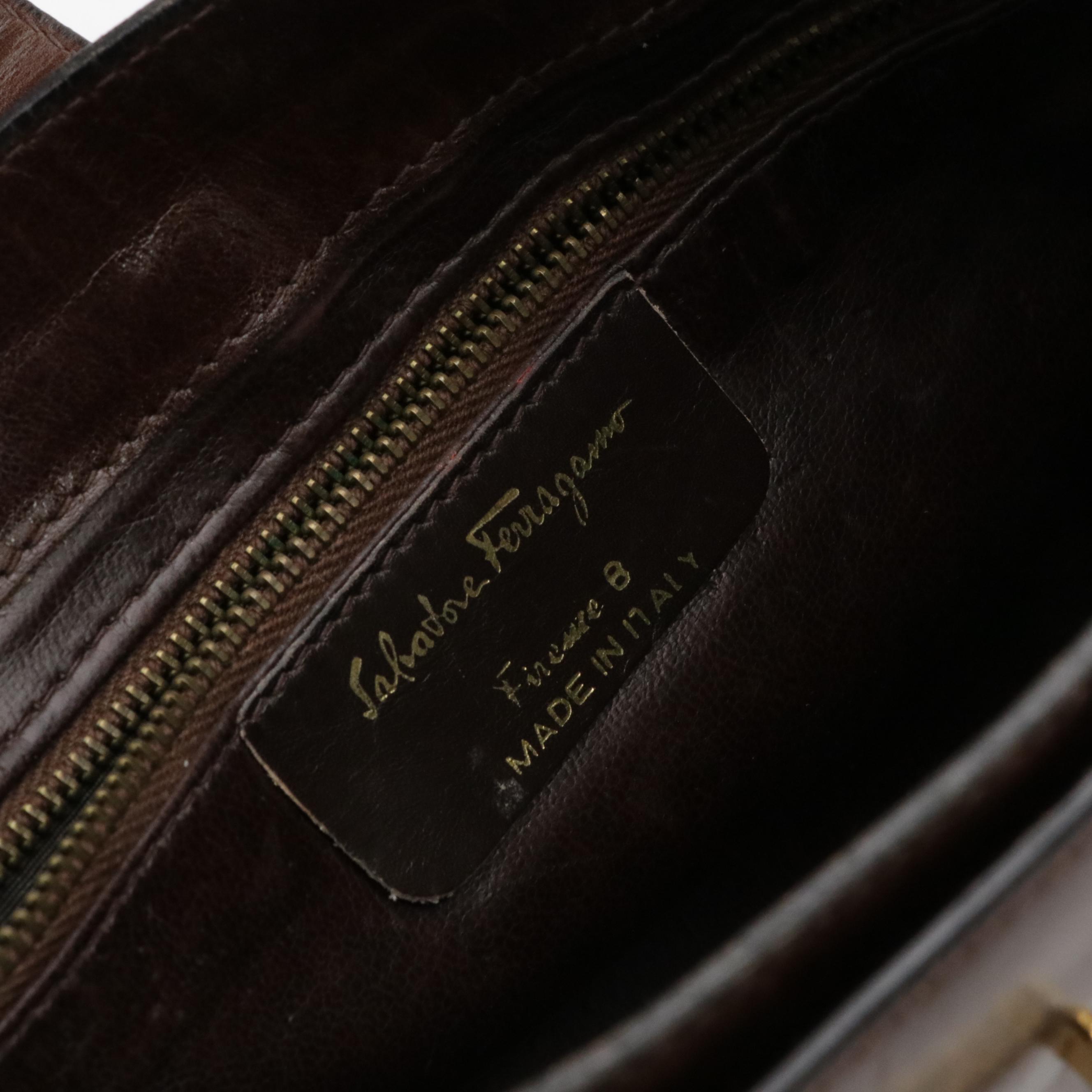 Salvatore Ferragamo Firenze 8 Convertible Clutch in Brown Leather