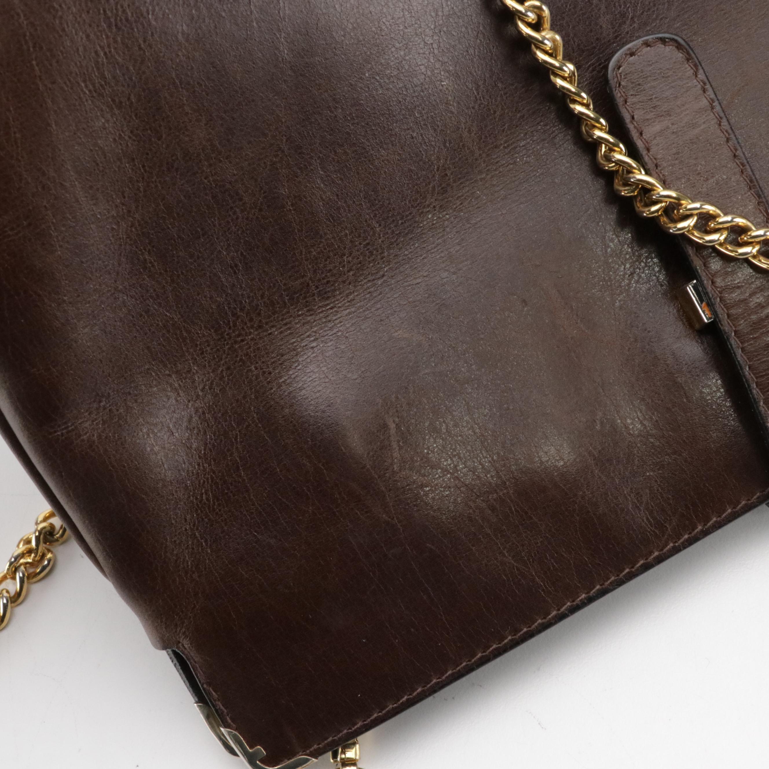 Salvatore Ferragamo Firenze 8 Convertible Clutch in Brown Leather