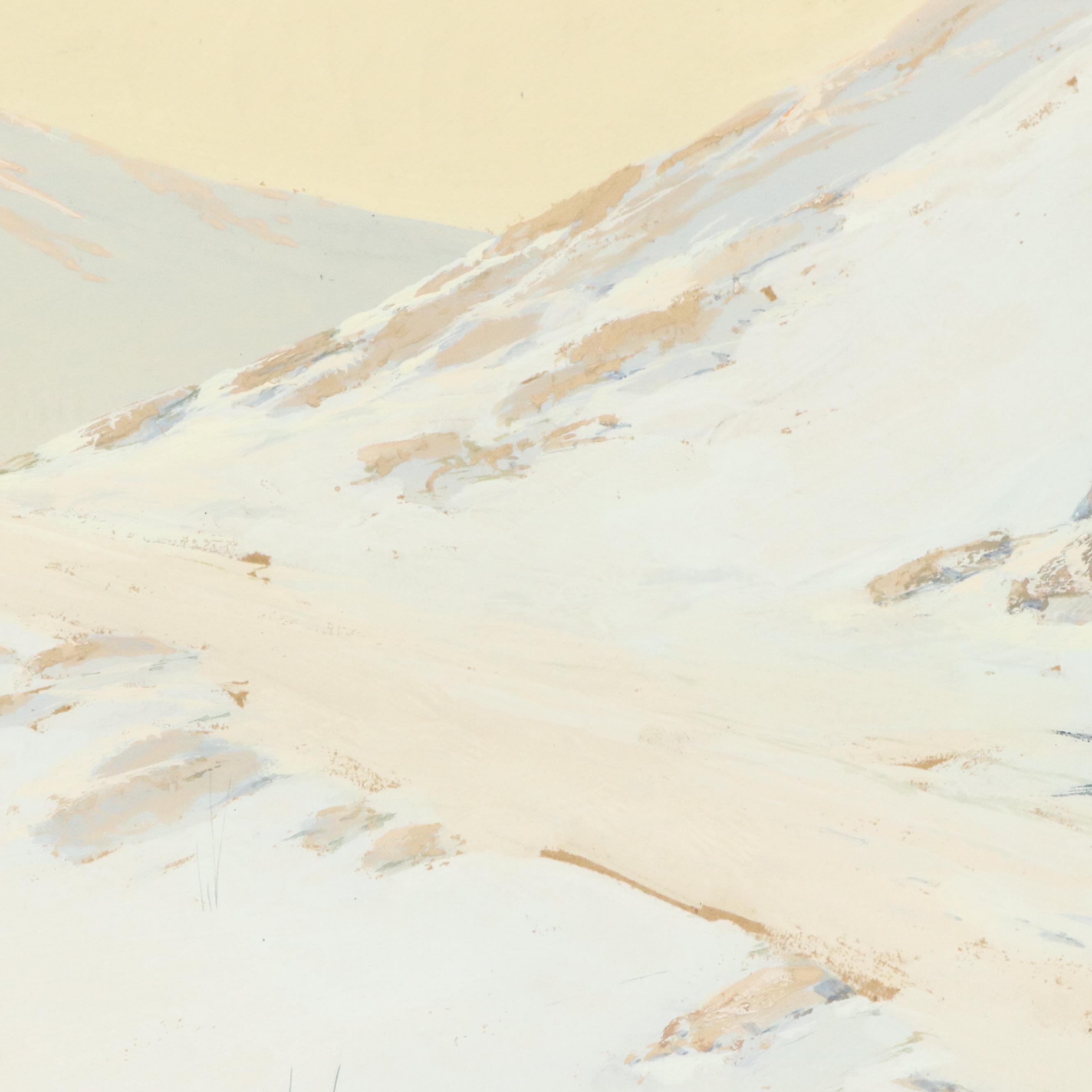 William Apthorp Adams Gouache Painting with Native American on Horse, 1907