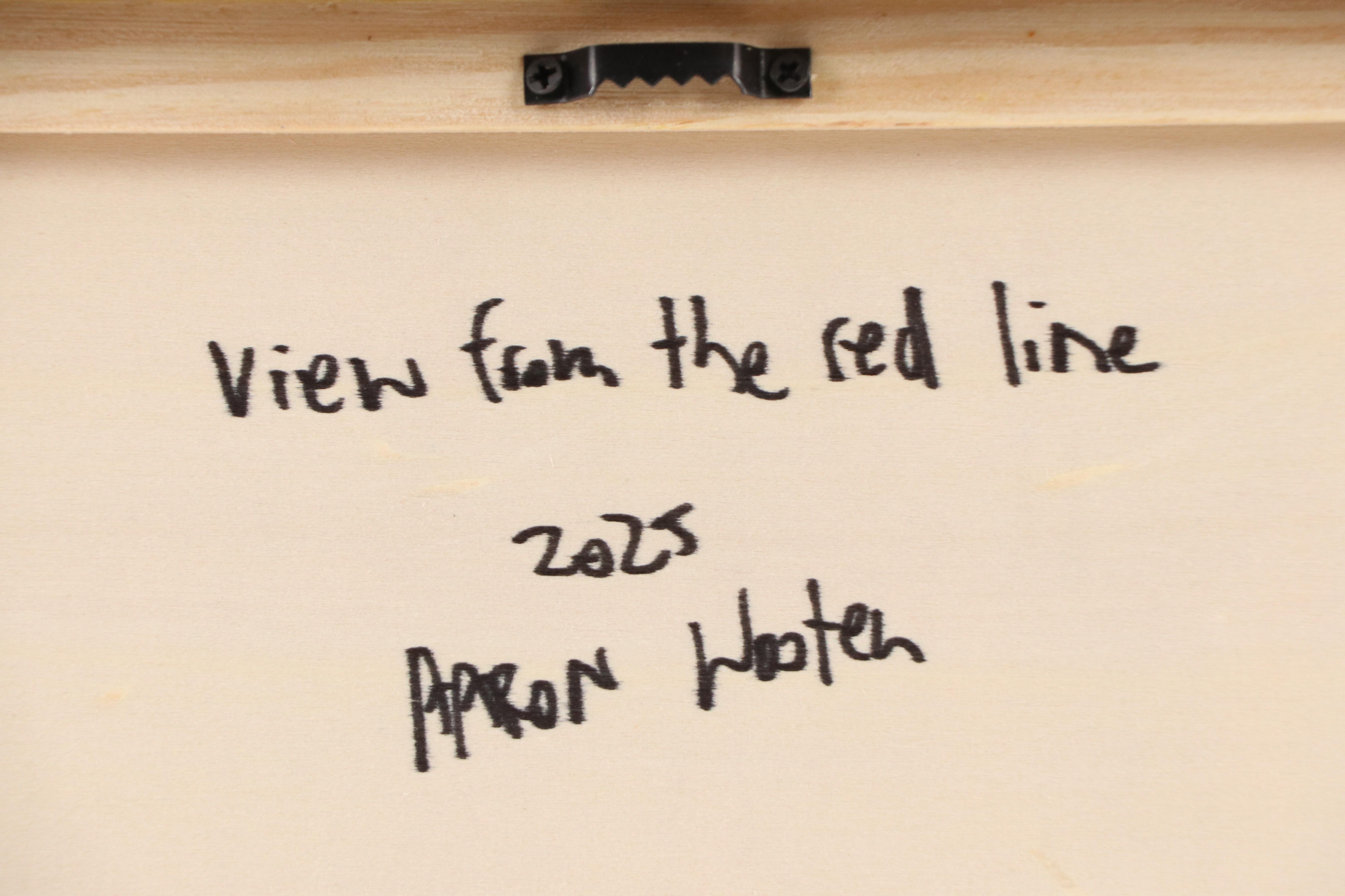 Aaron Wooten Stylized Cityscape Mixed Media Painting "View from the Red Line"