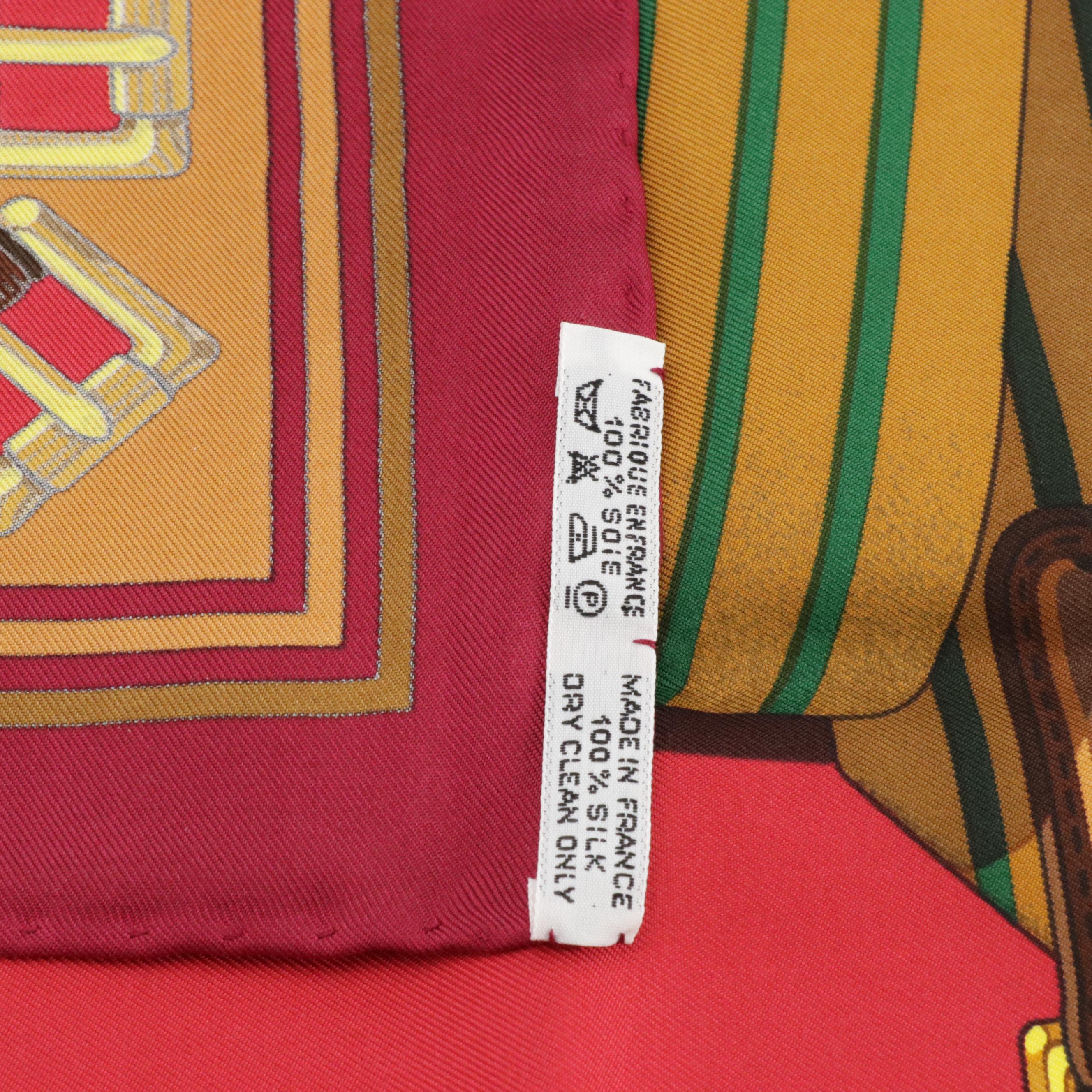 Hermès "Sangles" Multicolor Silk Twill Scarf 90