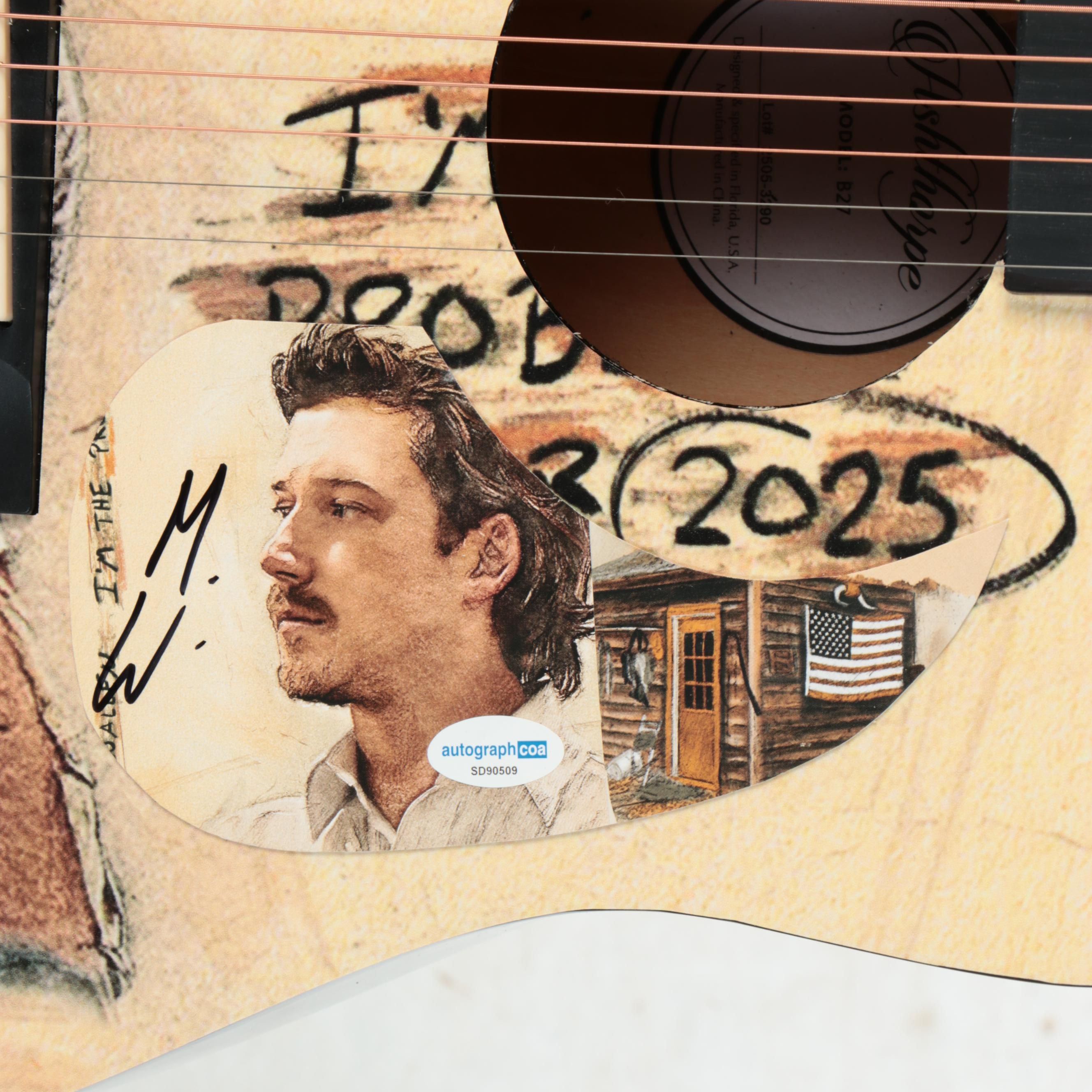 Morgan Wallen Decal-Signed Ashthorpe Acoustic Guitar, JSA