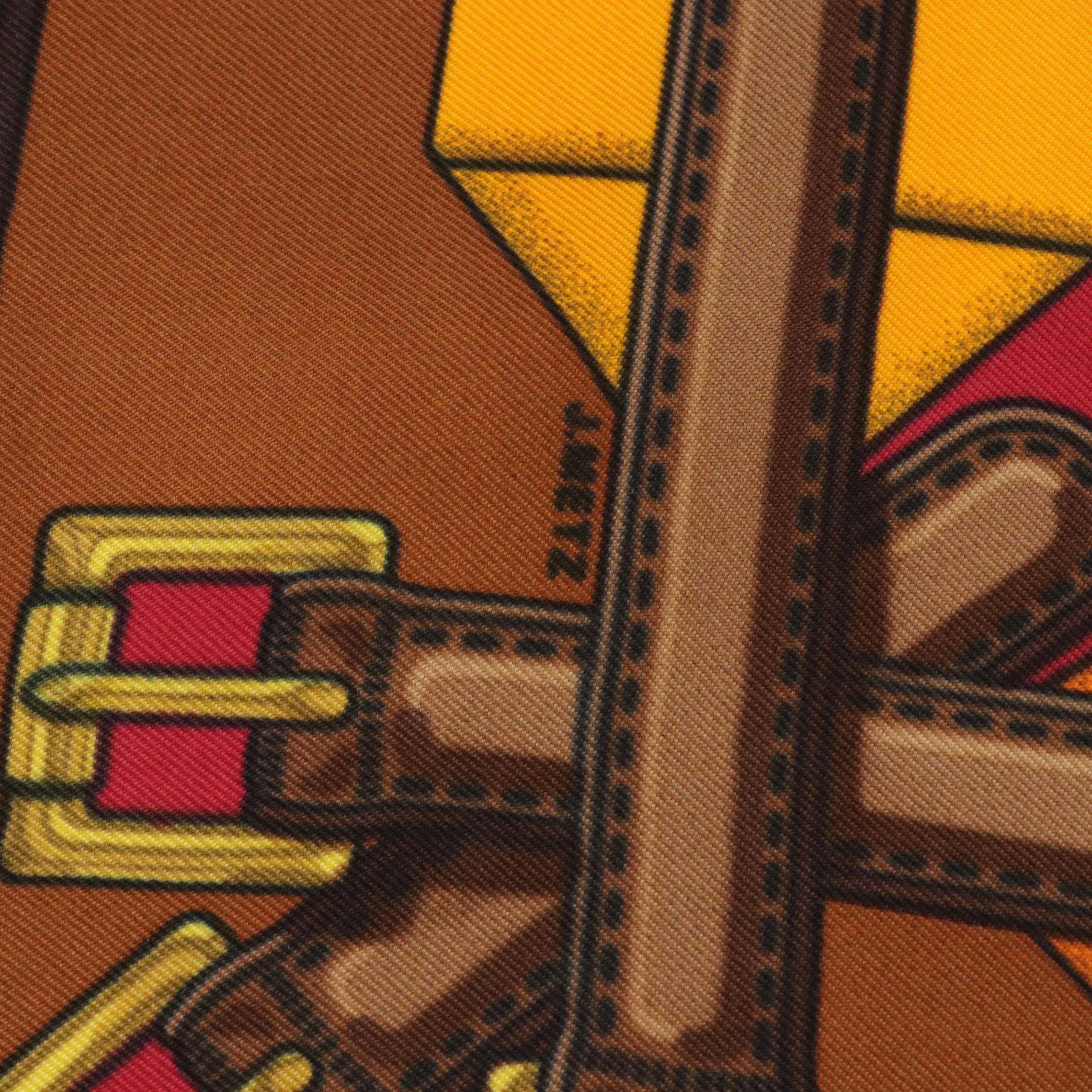 Hermès "Sangles" Scarf 90 in Silk Twill with Box