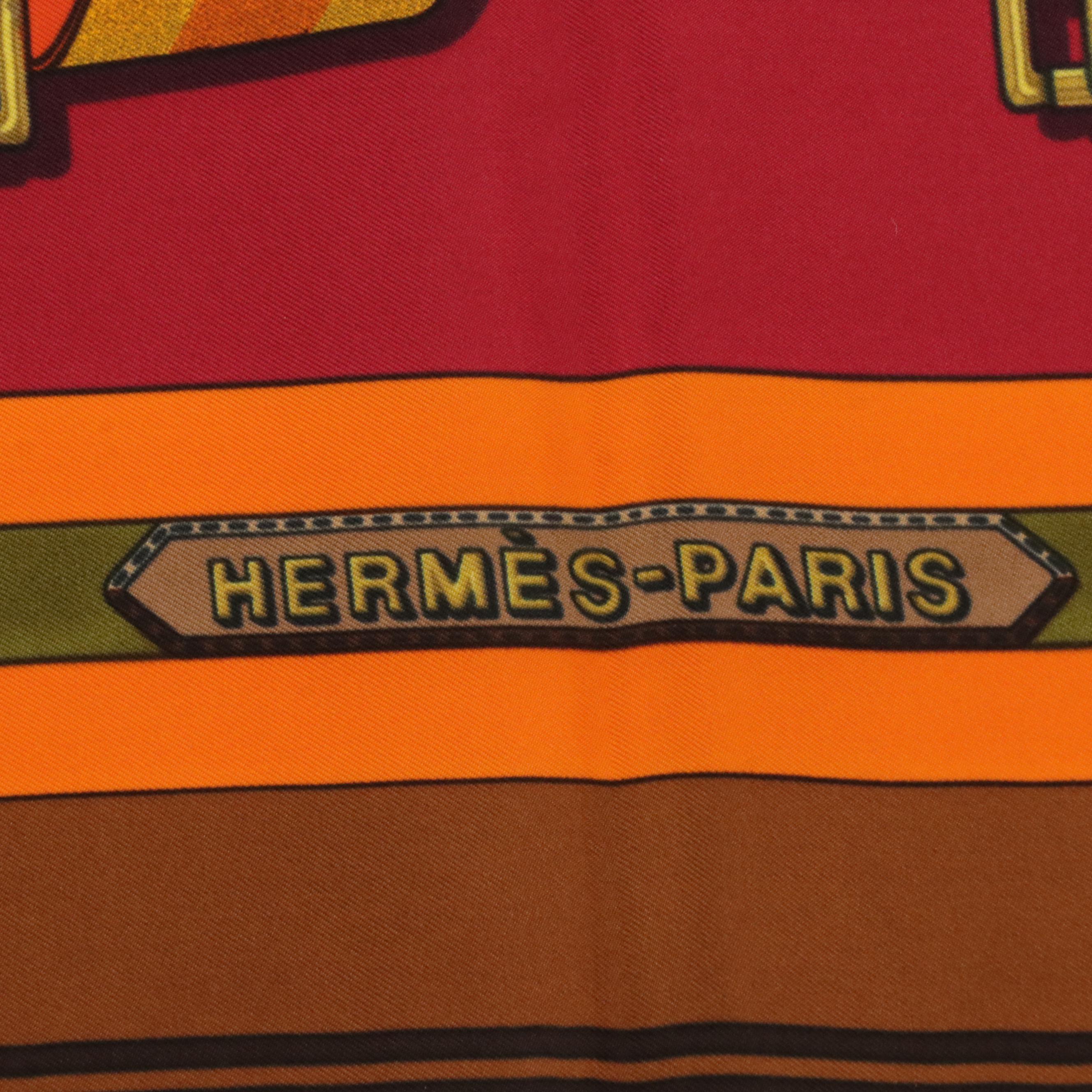 Hermès "Sangles" Scarf 90 in Silk Twill with Box