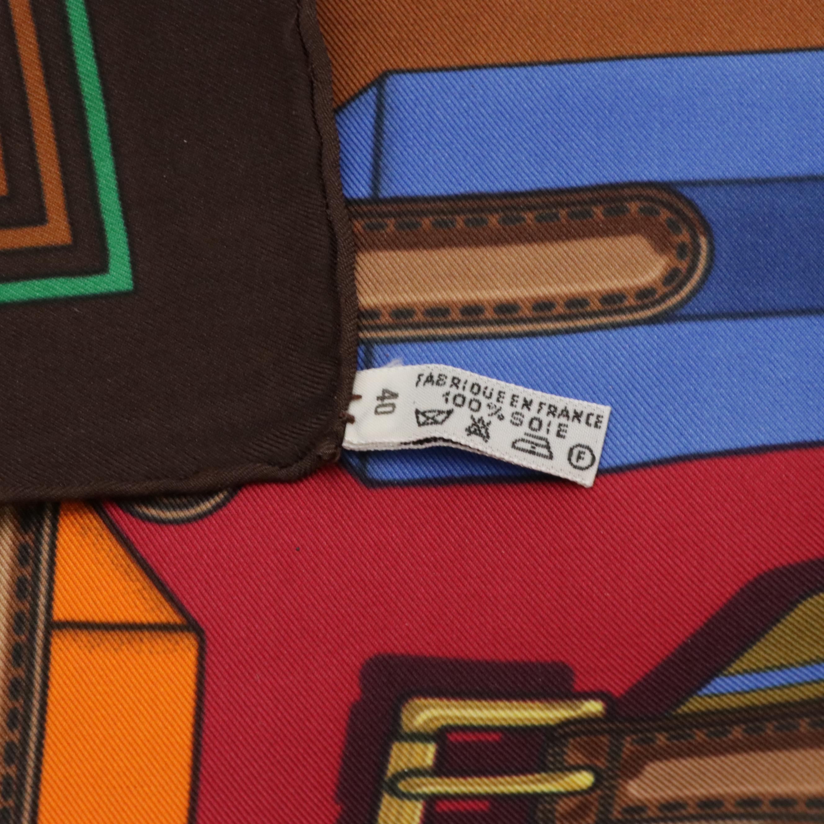 Hermès "Sangles" Scarf 90 in Silk Twill with Box