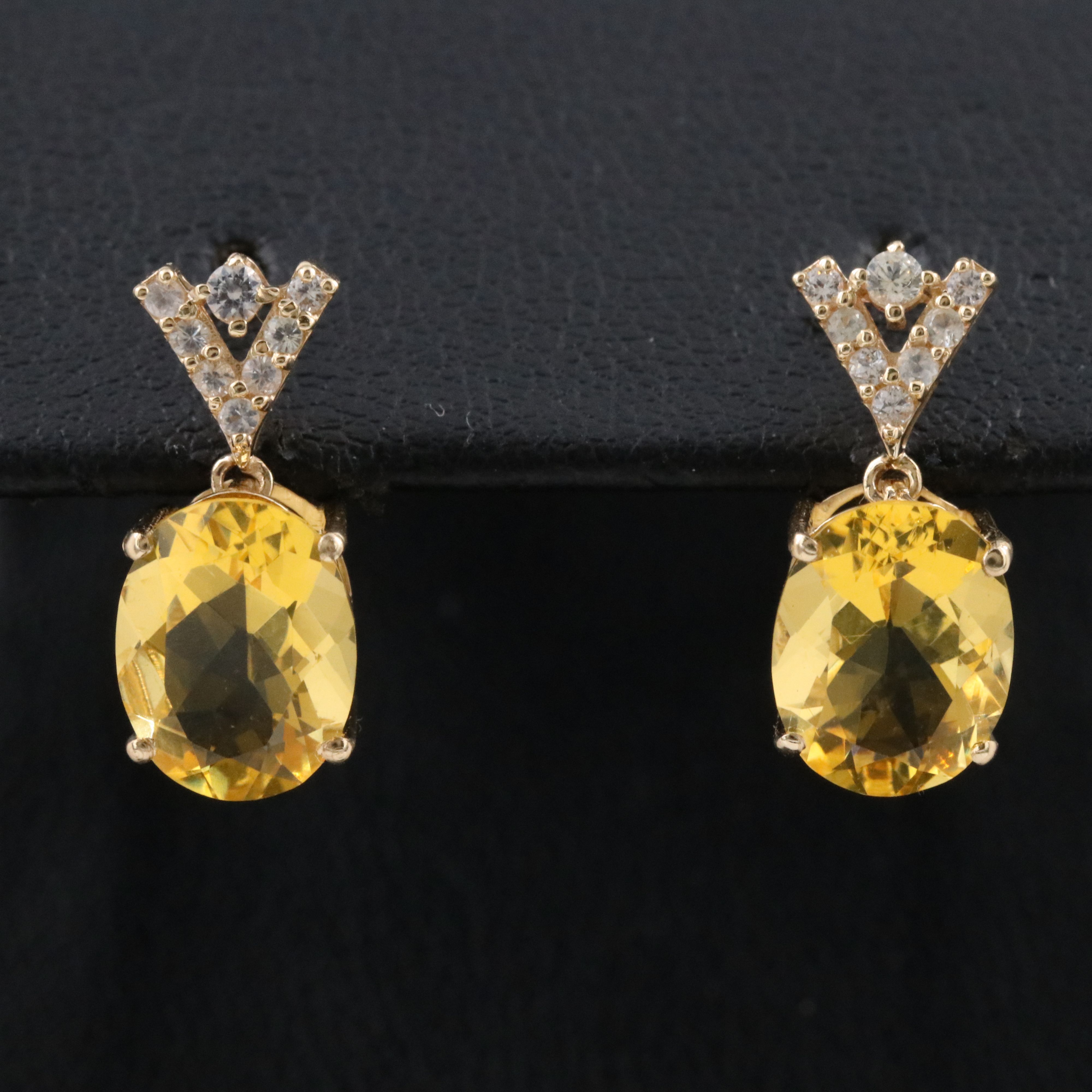 14K Fire Opal and White Sapphire Earrings