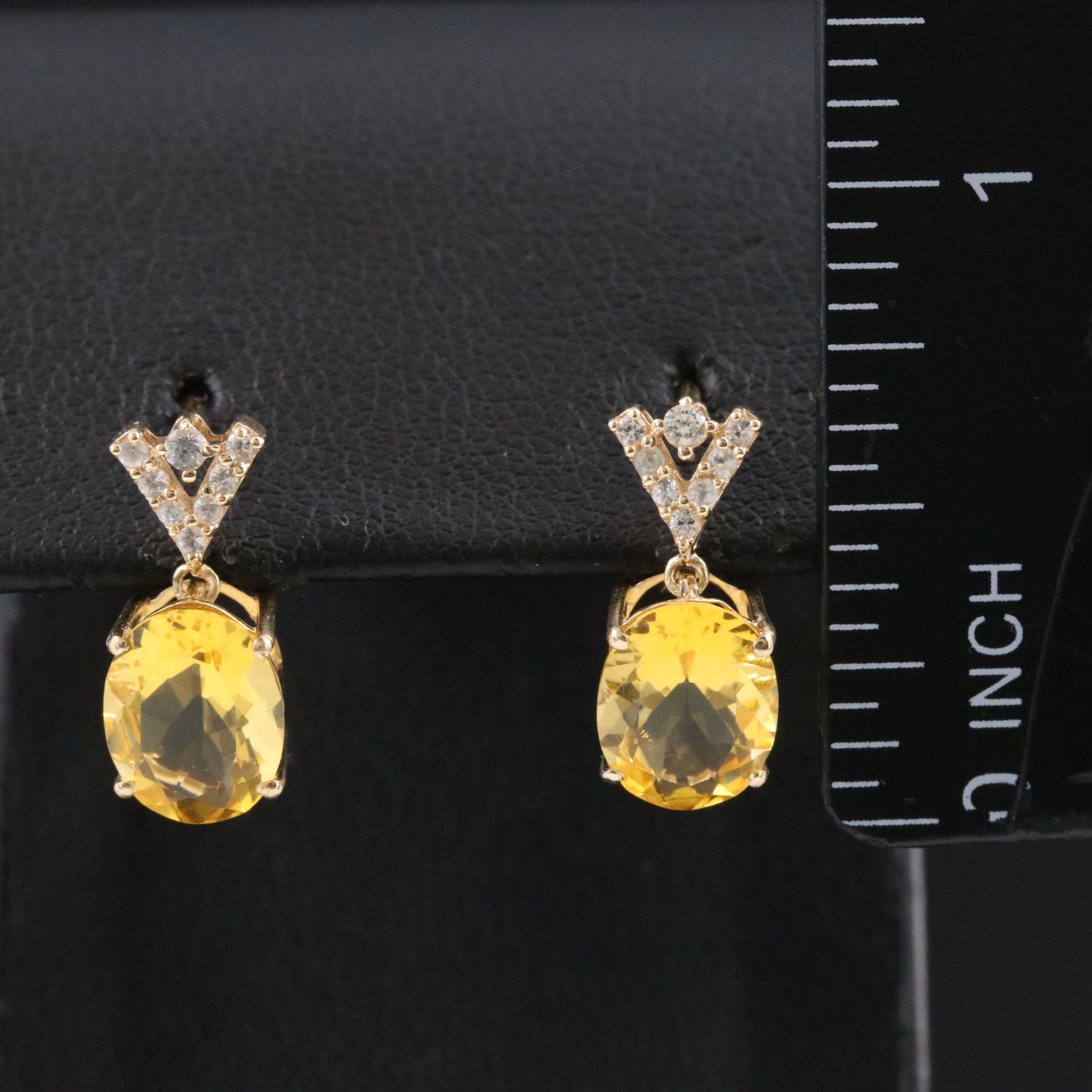 14K Fire Opal and White Sapphire Earrings