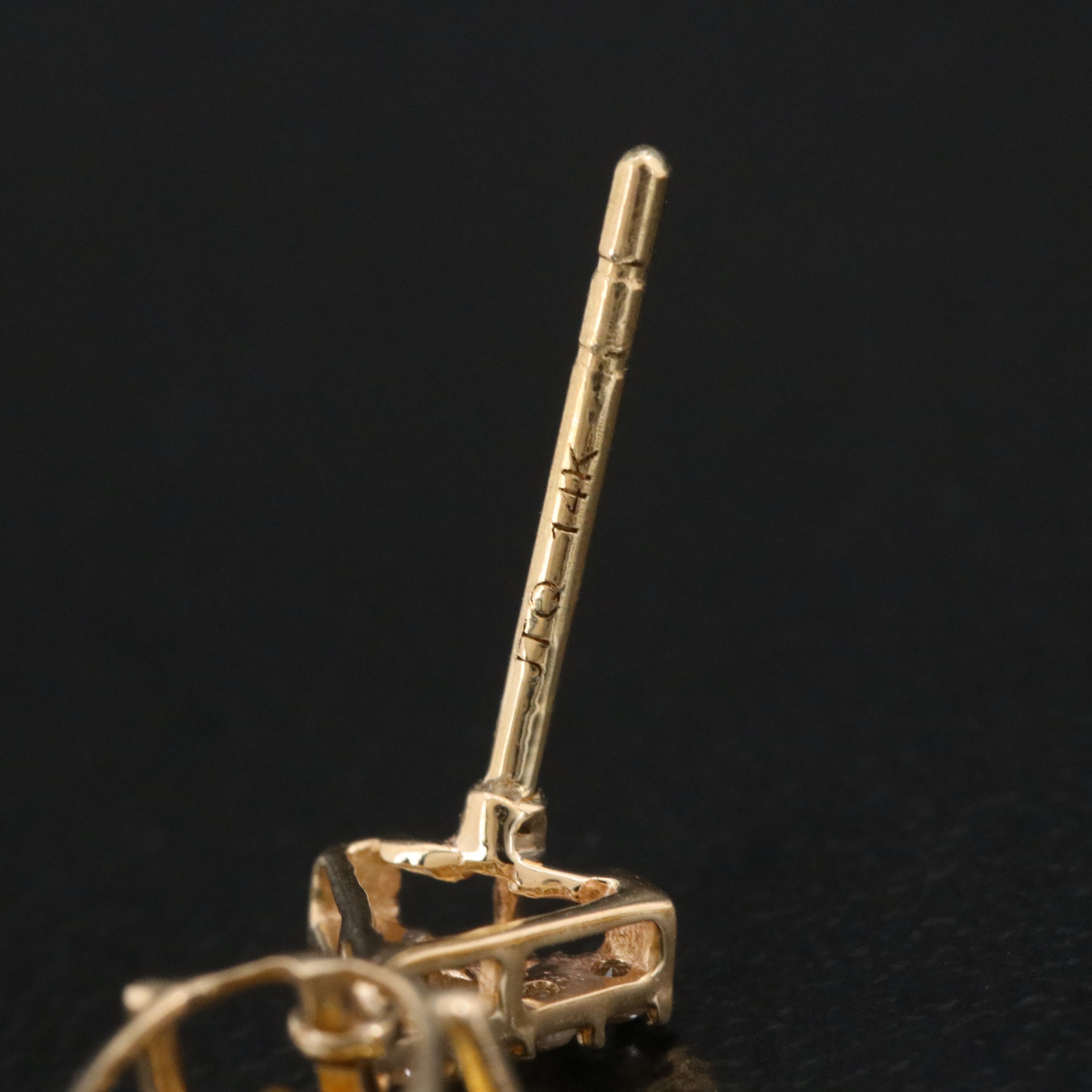 14K Fire Opal and White Sapphire Earrings