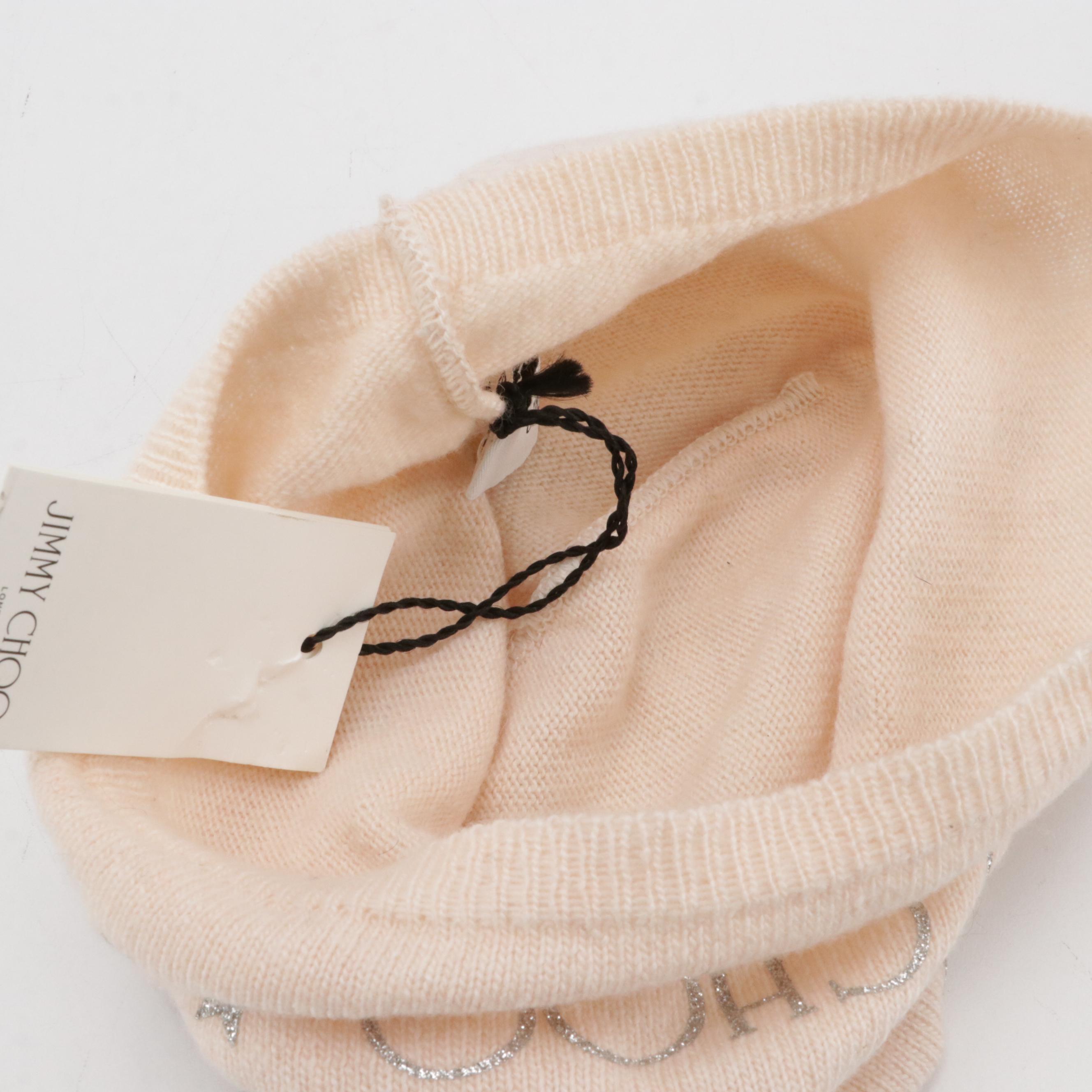 Jimmy Choo Glitter Star Wool Blend Knit Beanie with Tag