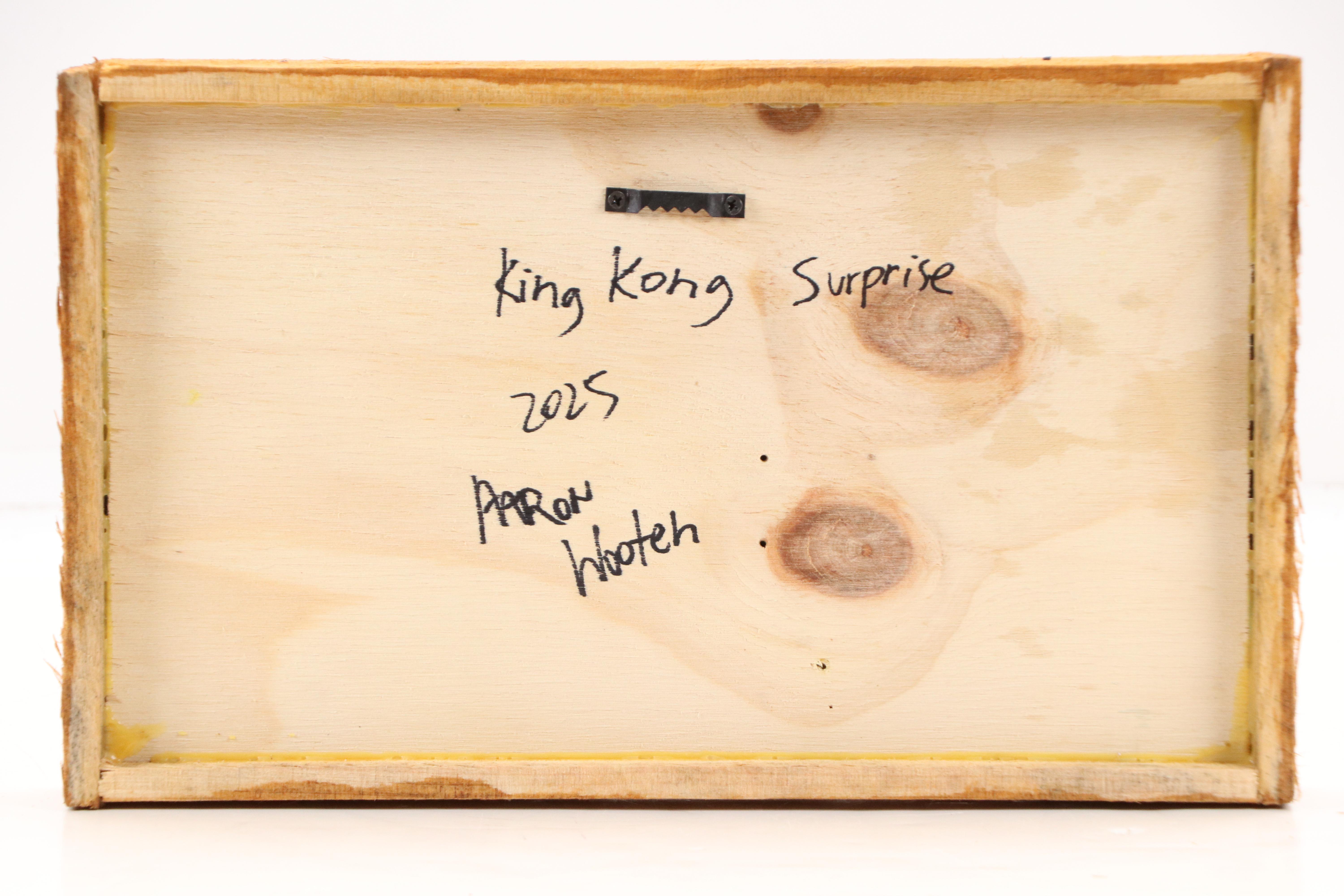 Aaron Wooten Stylized Surrealist Mixed Media Painting "King Kong Surprise," 2025