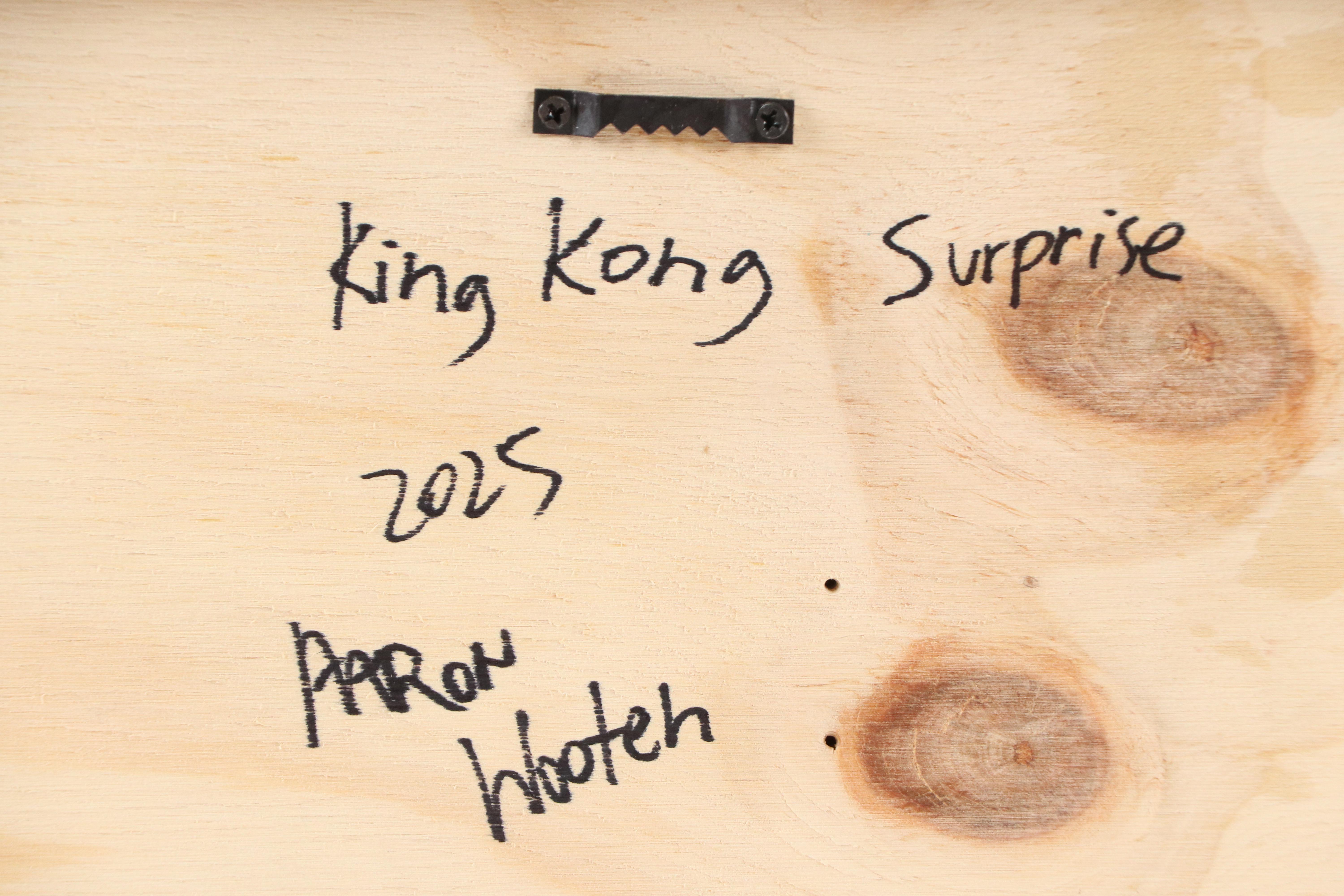 Aaron Wooten Stylized Surrealist Mixed Media Painting "King Kong Surprise," 2025