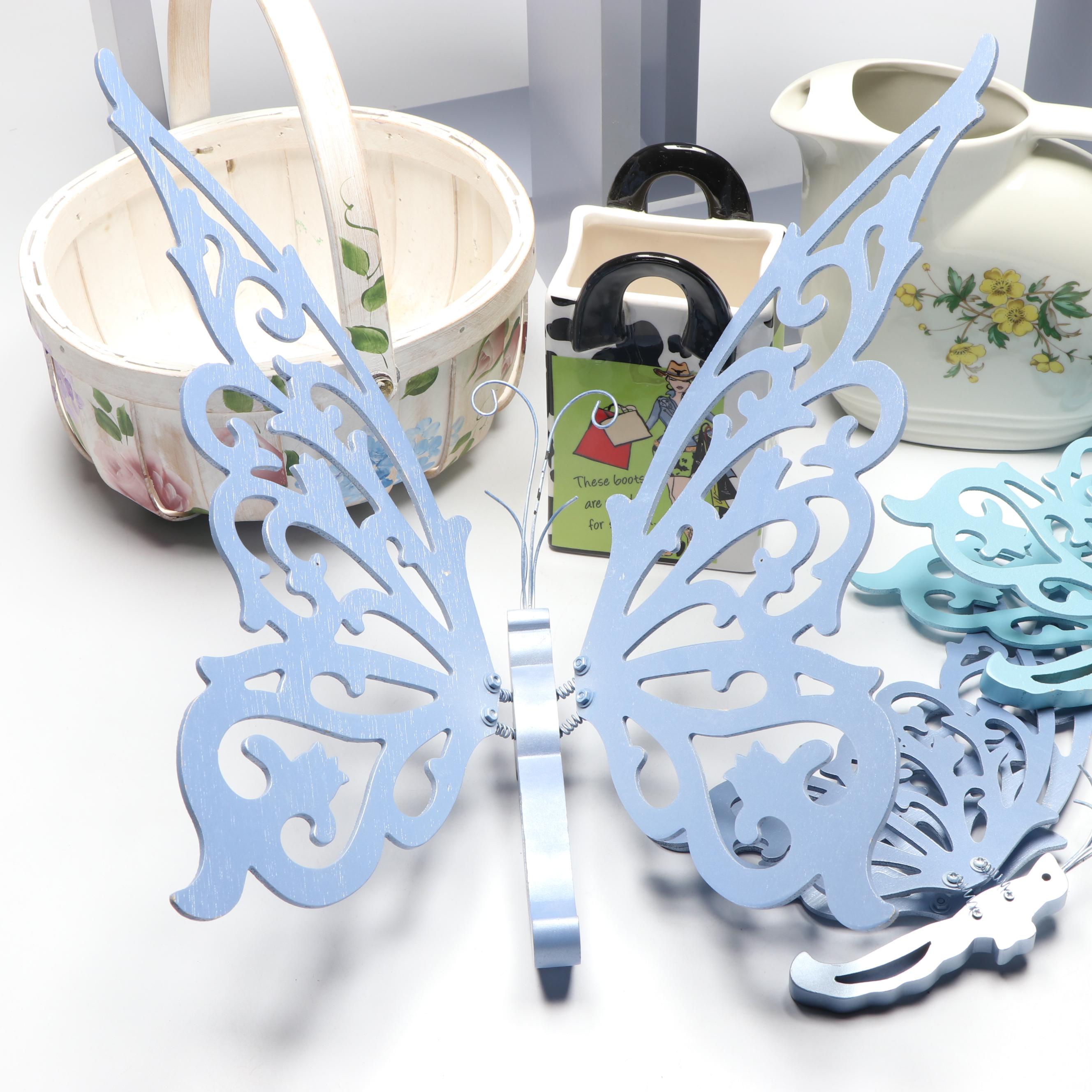 Knowles Utility Ware Ceramic Pitcher, Wood Shelves, and More Home Décor