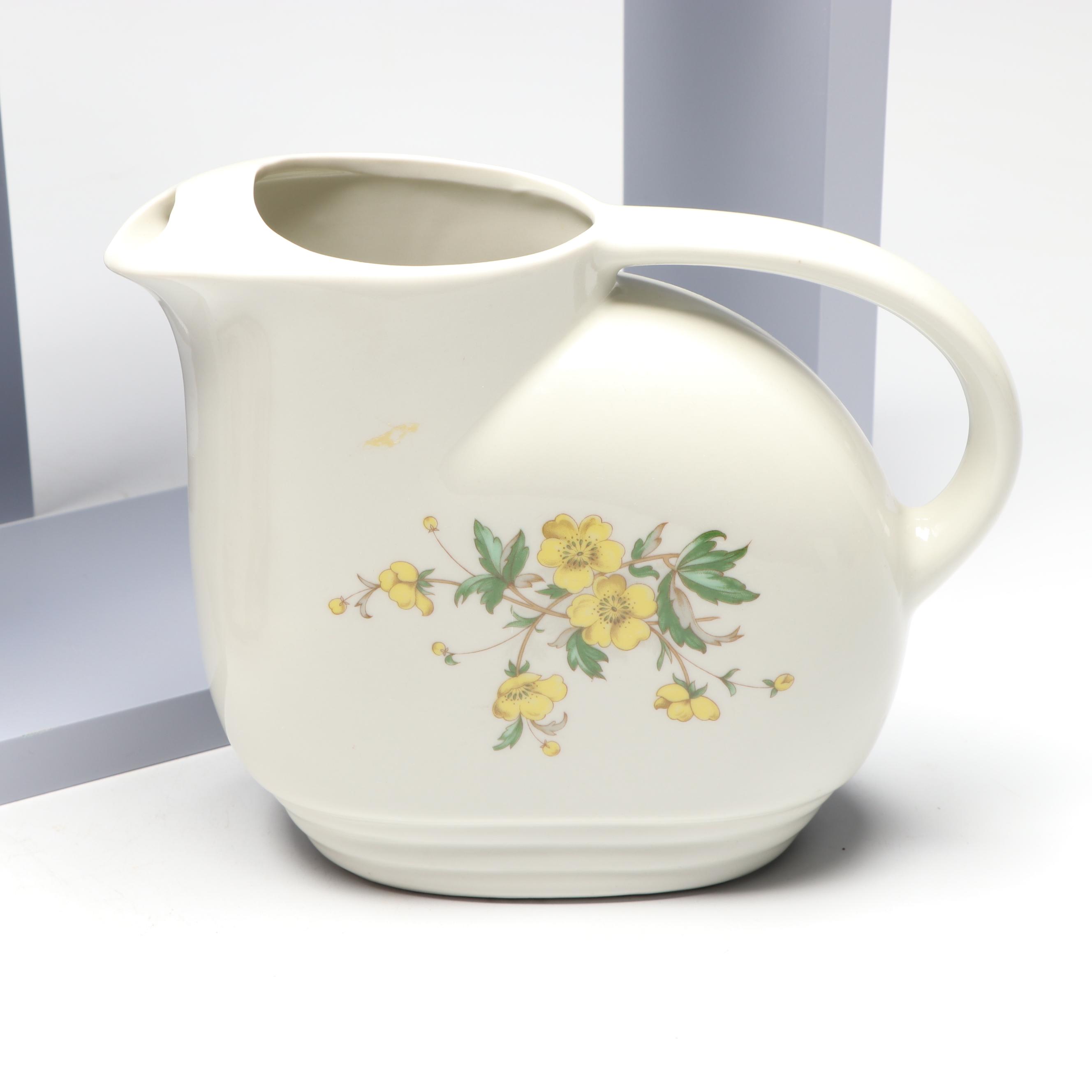 Knowles Utility Ware Ceramic Pitcher, Wood Shelves, and More Home Décor