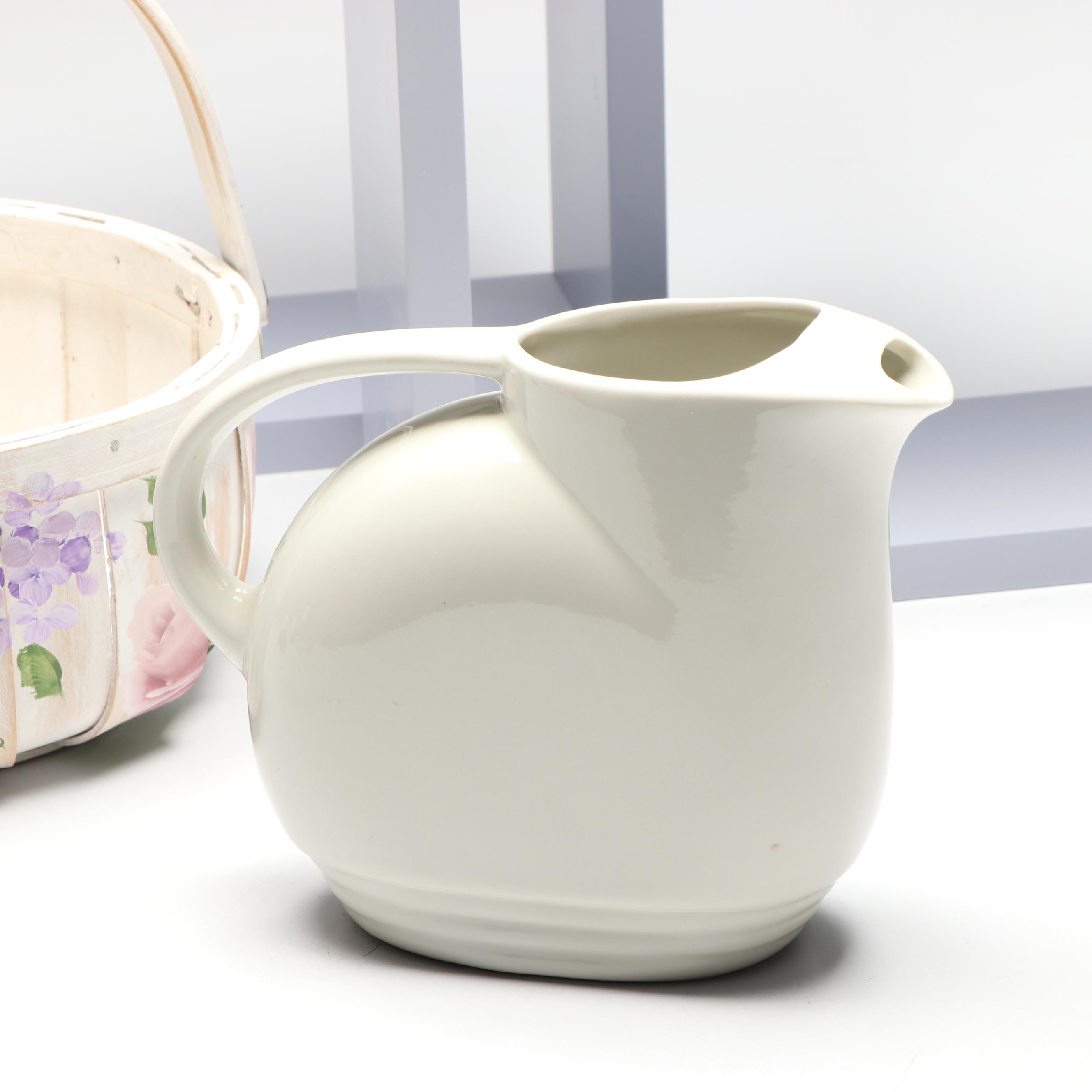 Knowles Utility Ware Ceramic Pitcher, Wood Shelves, and More Home Décor