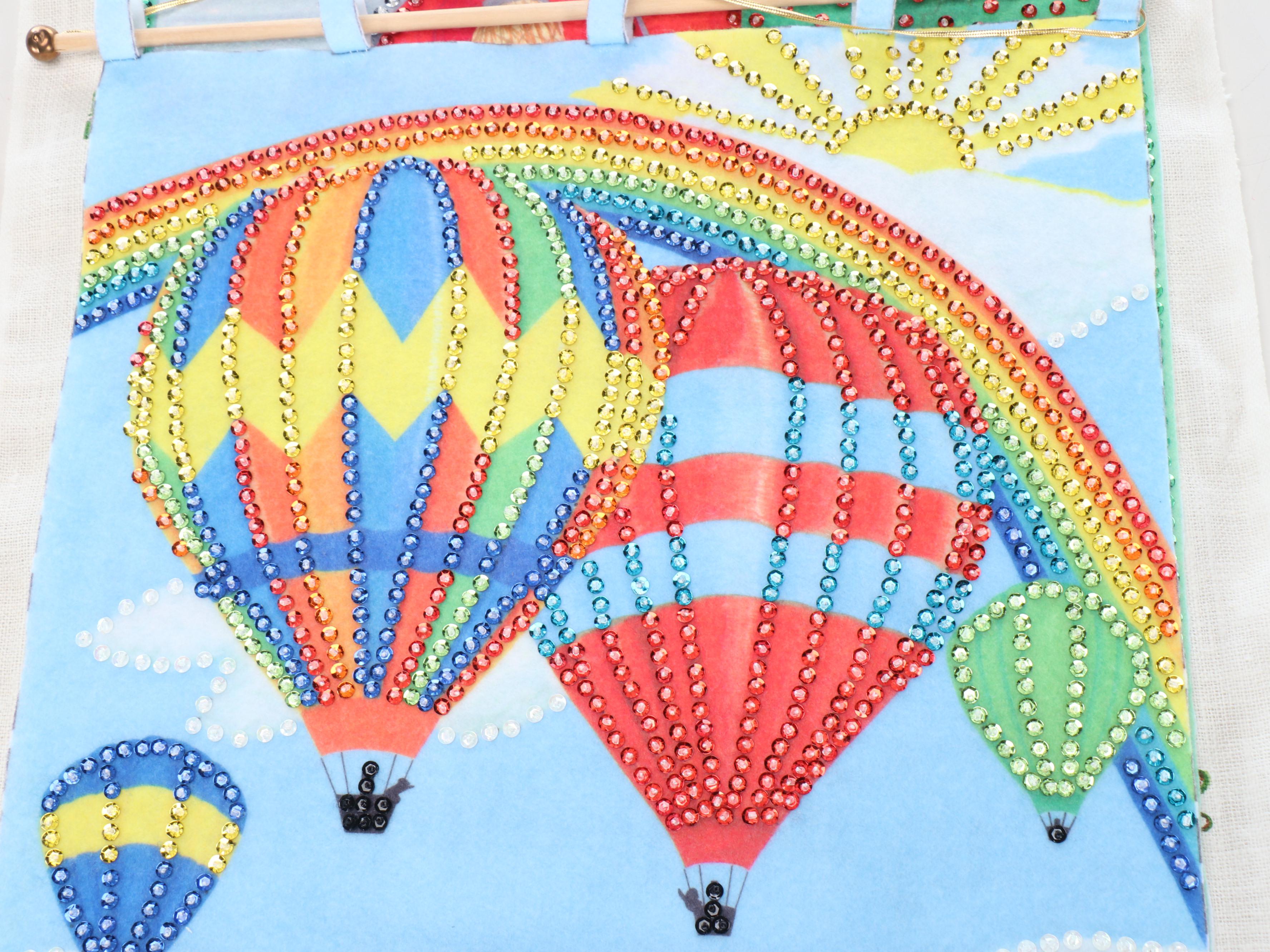 Farm Scene and Other Hand-Embellished Fabric Wall Calendars, 1980s