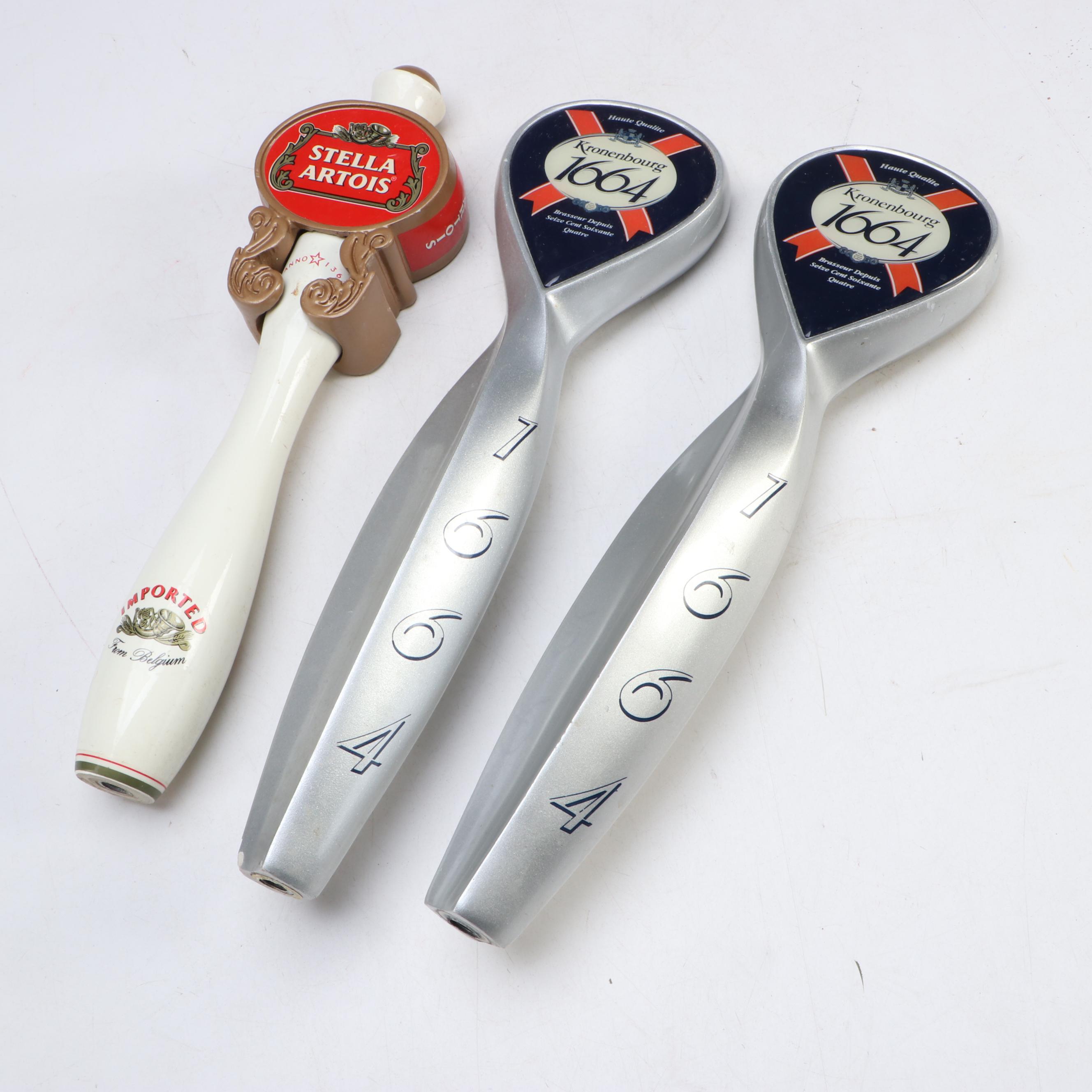 Stella Artois, Kronenbourg, and De Koninck Beer Tap Handles