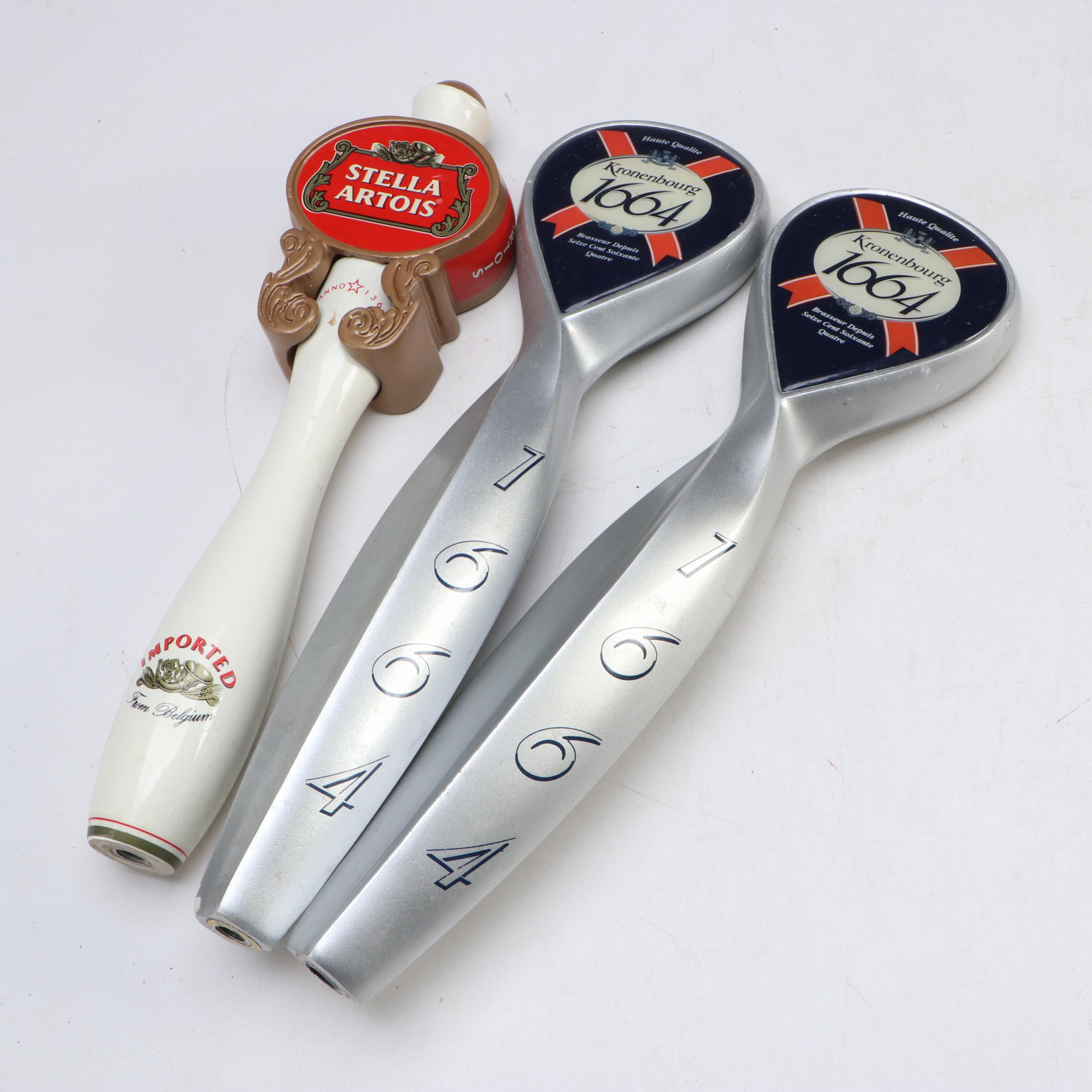 Stella Artois, Kronenbourg, and De Koninck Beer Tap Handles