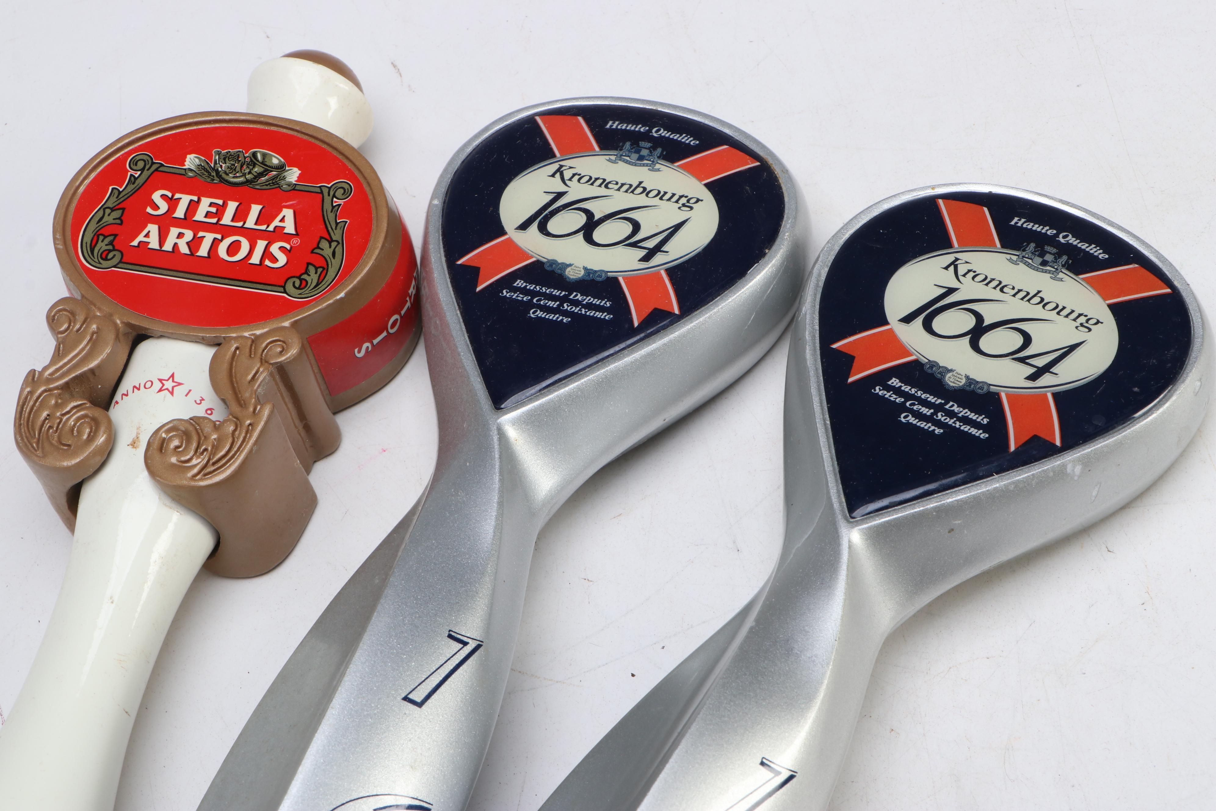 Stella Artois, Kronenbourg, and De Koninck Beer Tap Handles