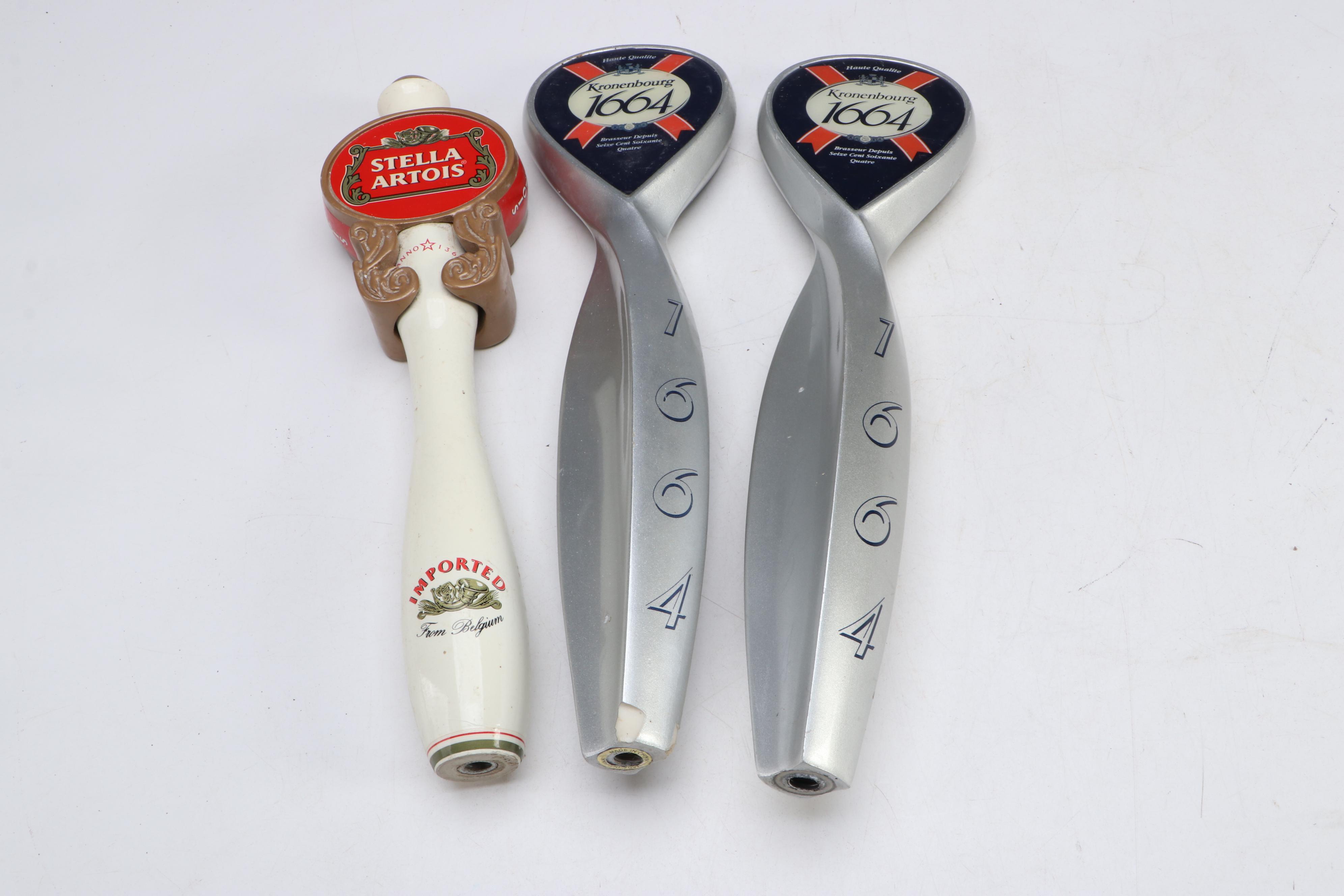 Stella Artois, Kronenbourg, and De Koninck Beer Tap Handles