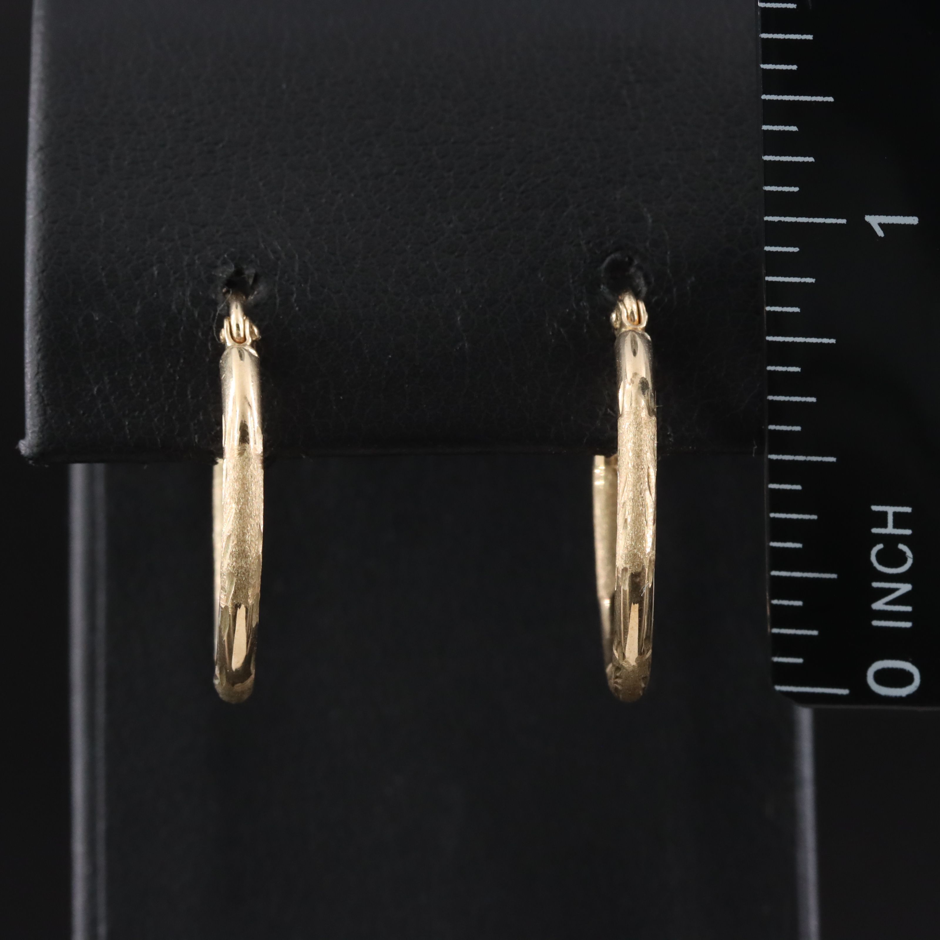 10K Hoop Earrings with Diamond-Cut Finish