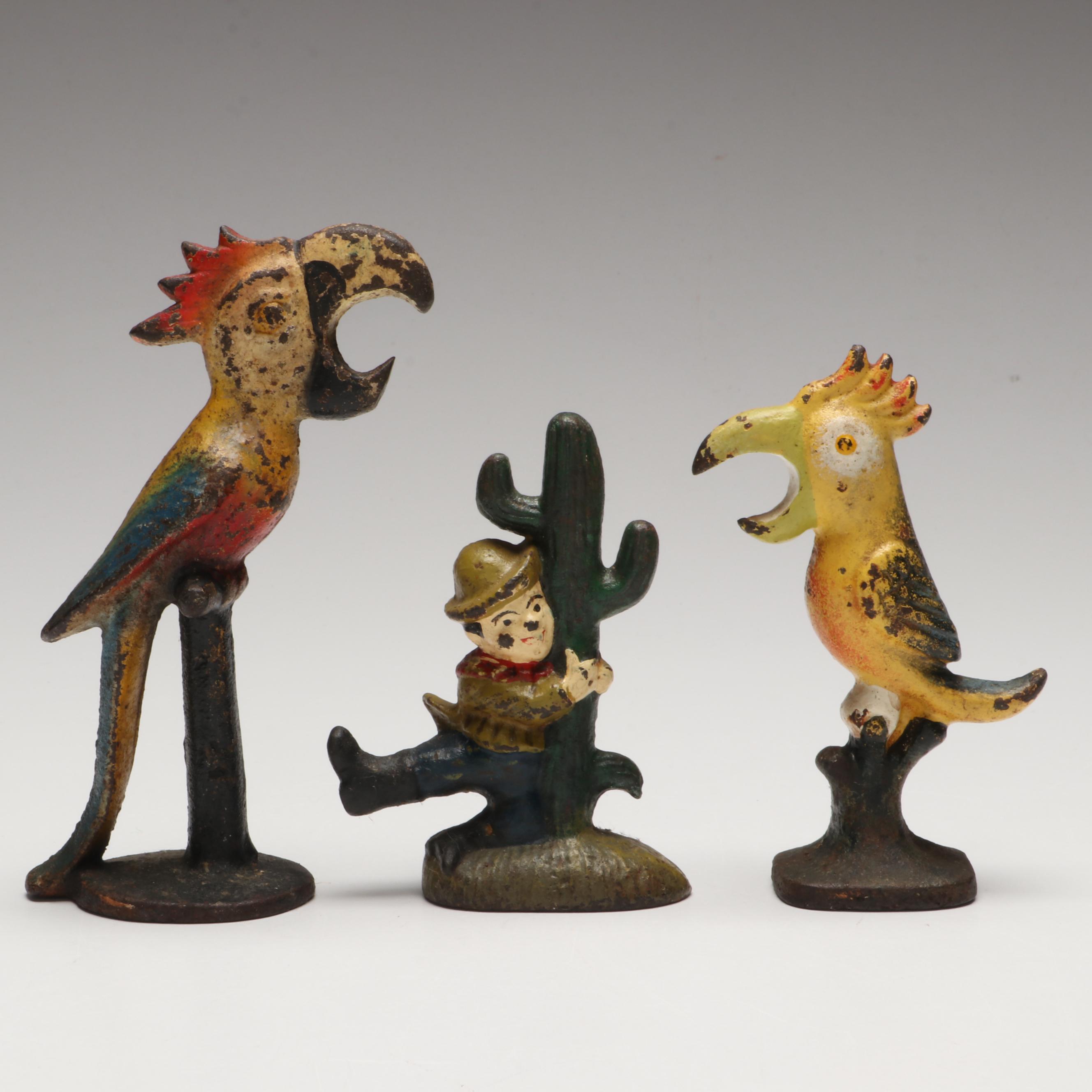Cast Iron Tropical Bird Bottle Openers with Blown Stir Sticks and More Bar Tools