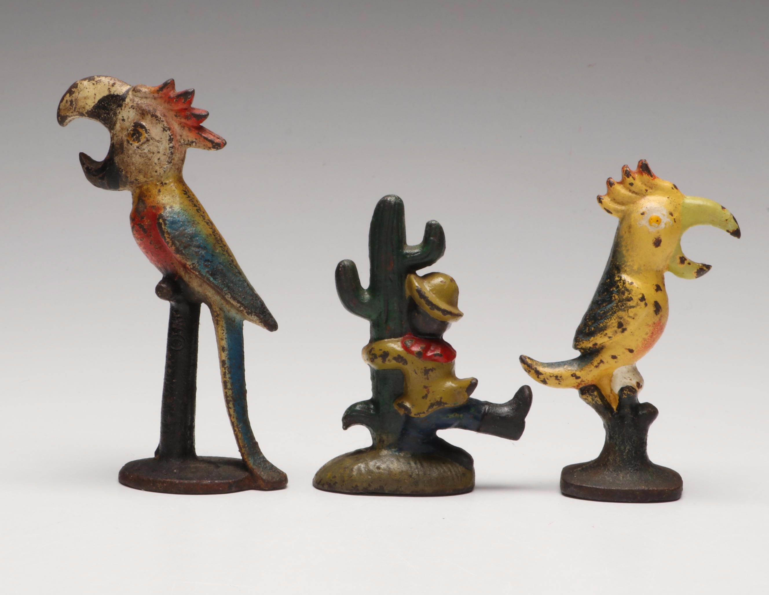 Cast Iron Tropical Bird Bottle Openers with Blown Stir Sticks and More Bar Tools