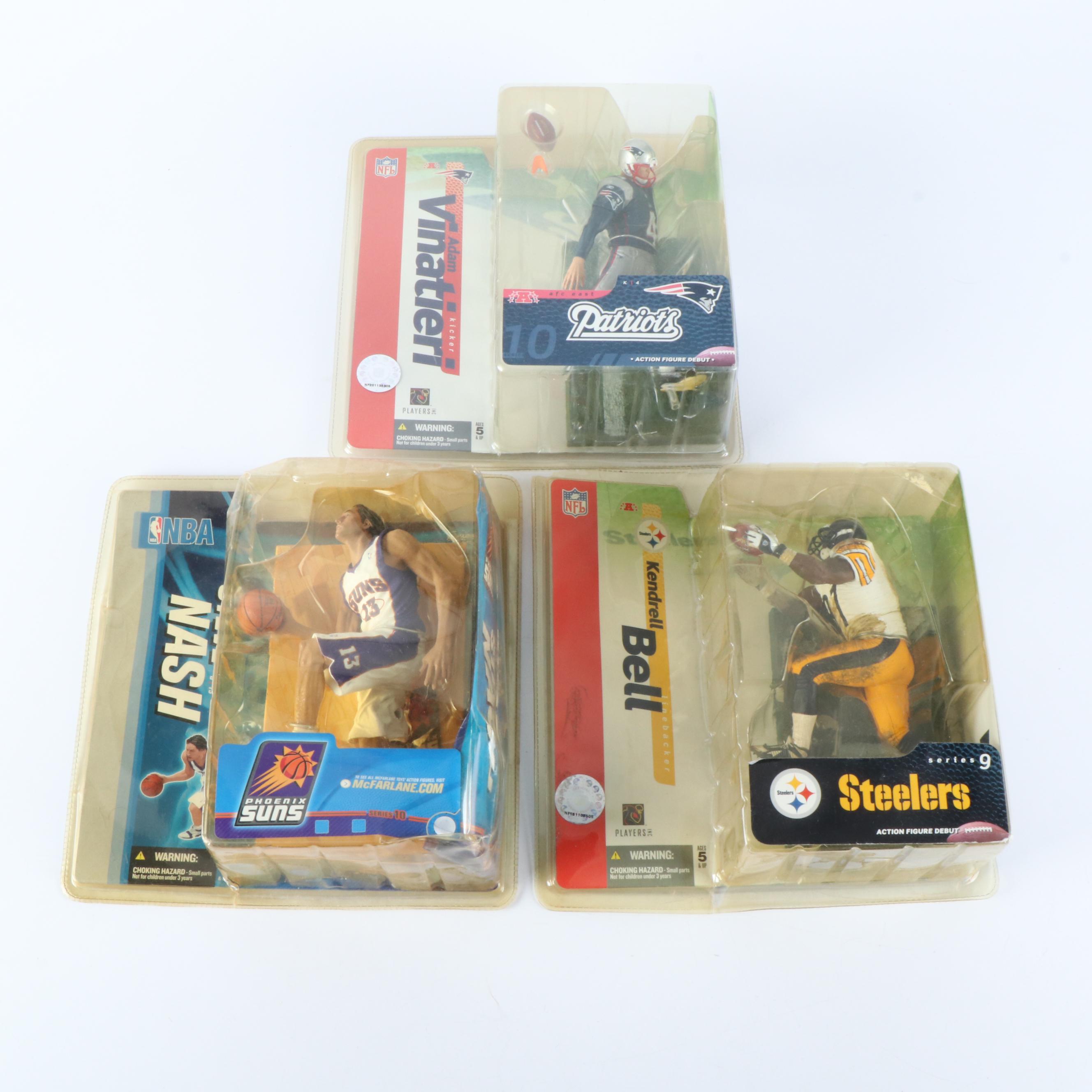 Sports Action Figures, Two Footballs and Trading Cards
