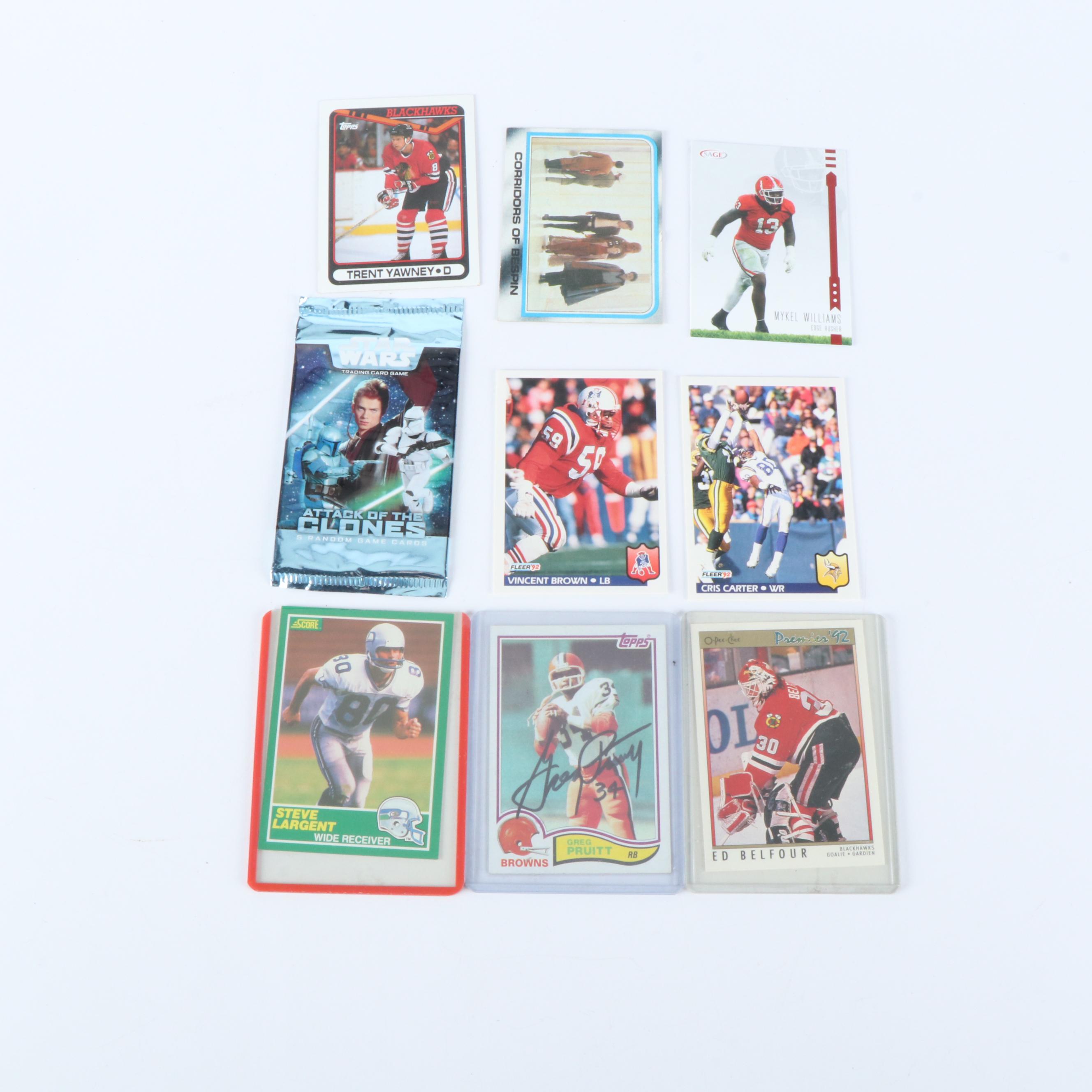 Sports Action Figures, Two Footballs and Trading Cards