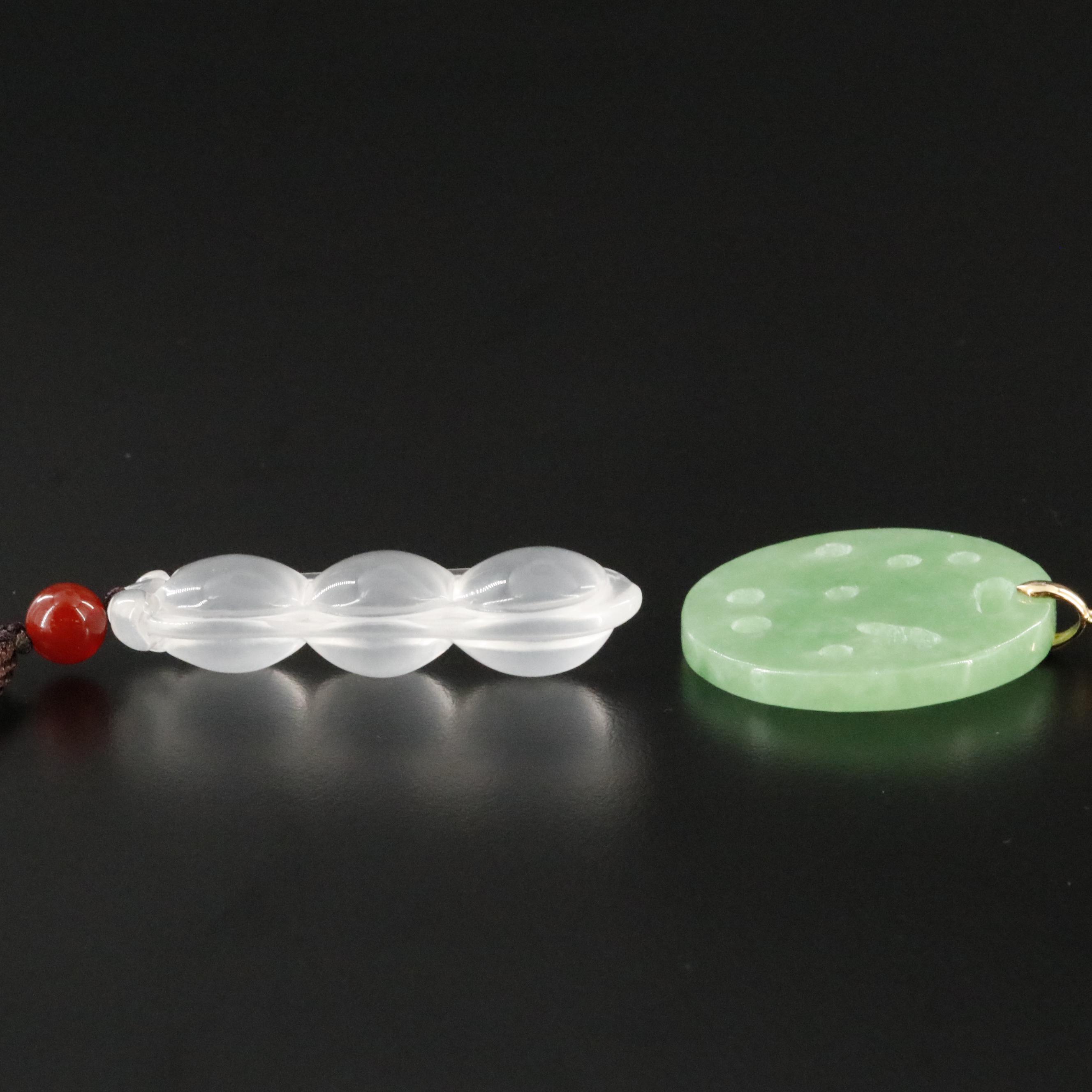 Quartz and Carnelian Pea Pod Necklace with Sterling Quartz Dragon Pendant