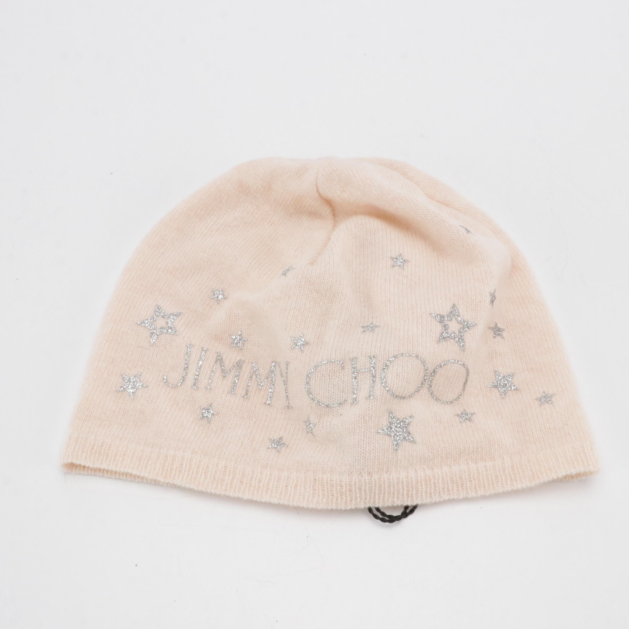 Jimmy Choo Glitter Star Wool Blend Knit Beanie with Tag
