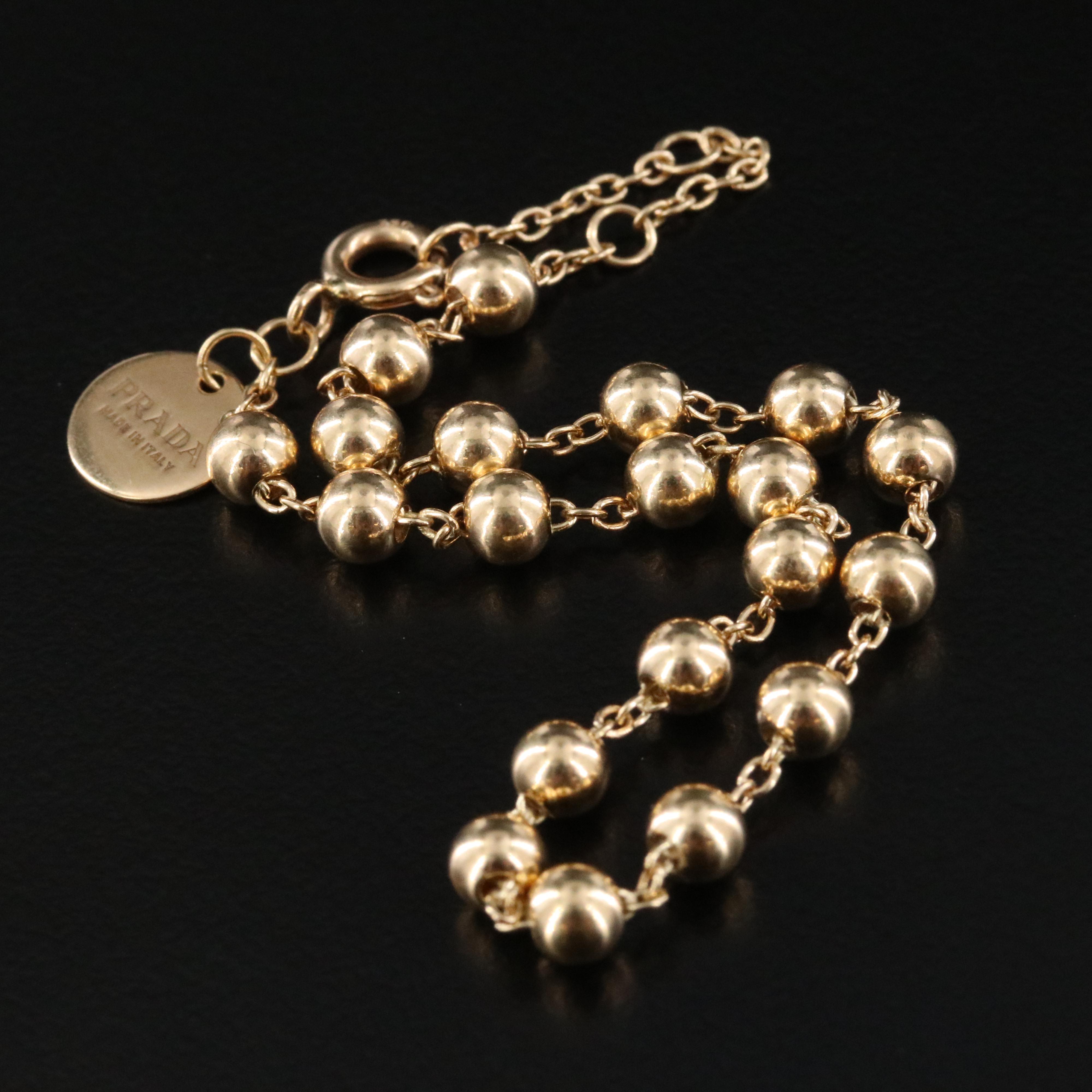 Prada Bunny Jewels 18K Ball Bead Necklace with COA