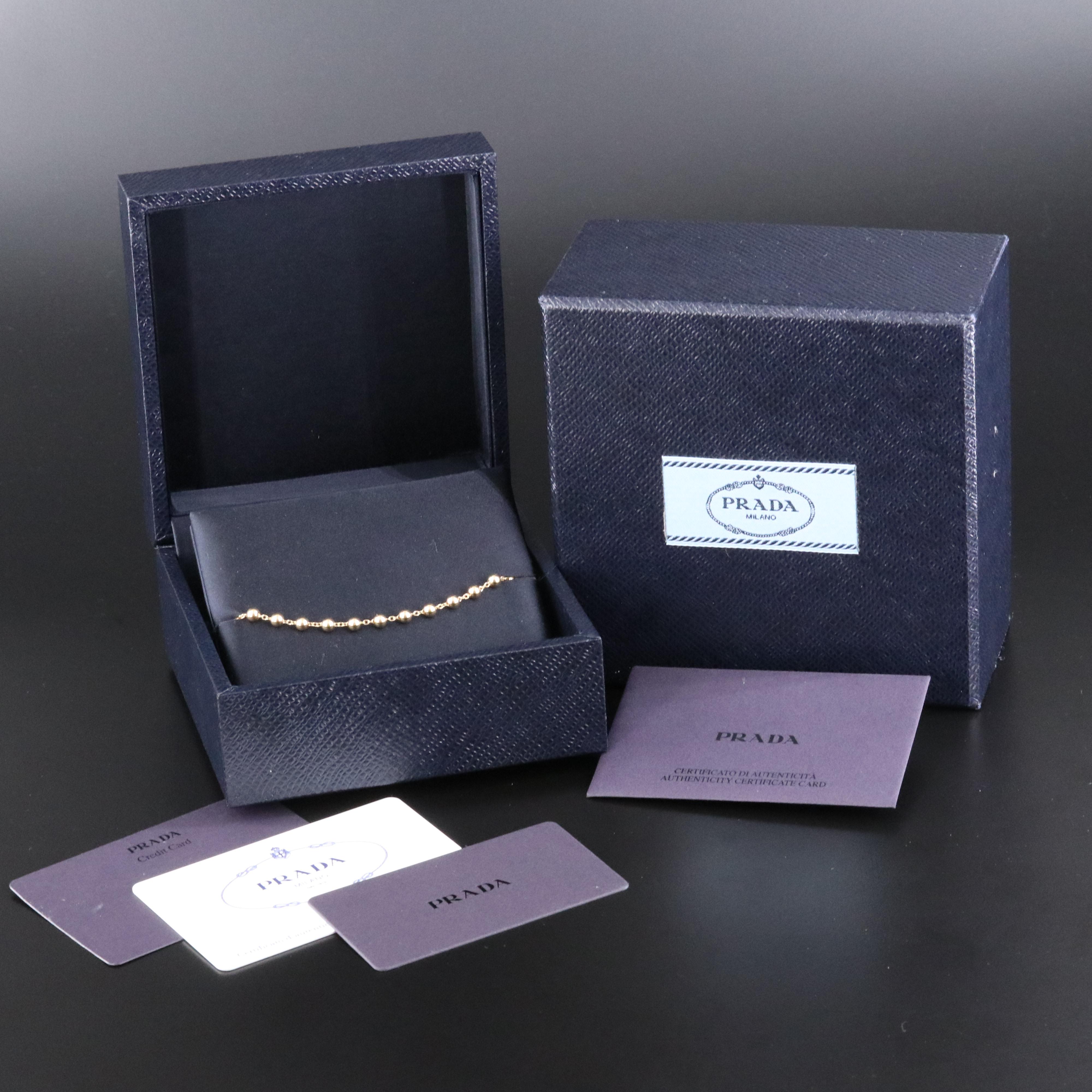 Prada Bunny Jewels 18K Ball Bead Necklace with COA