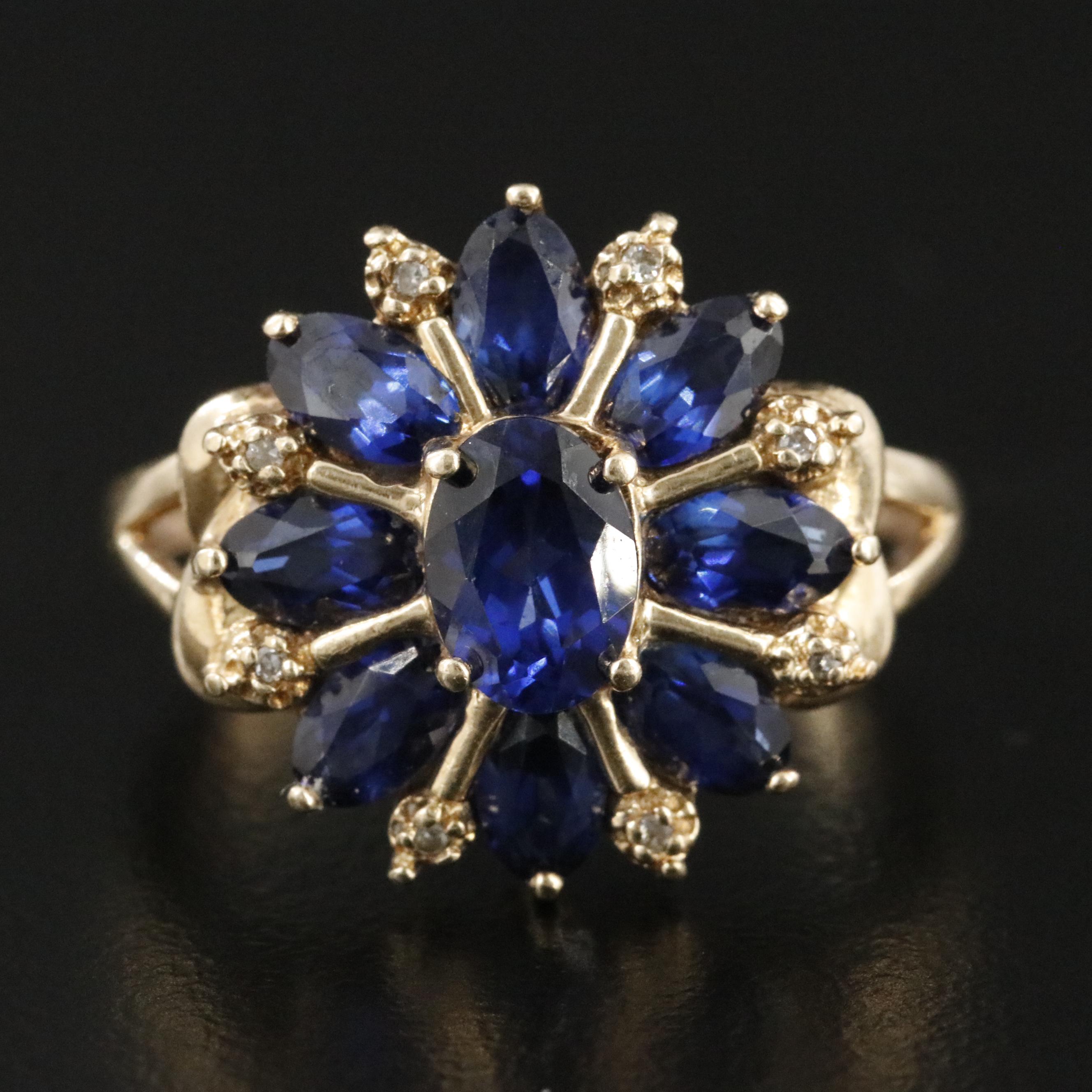 10K Sapphire and Diamond Ring