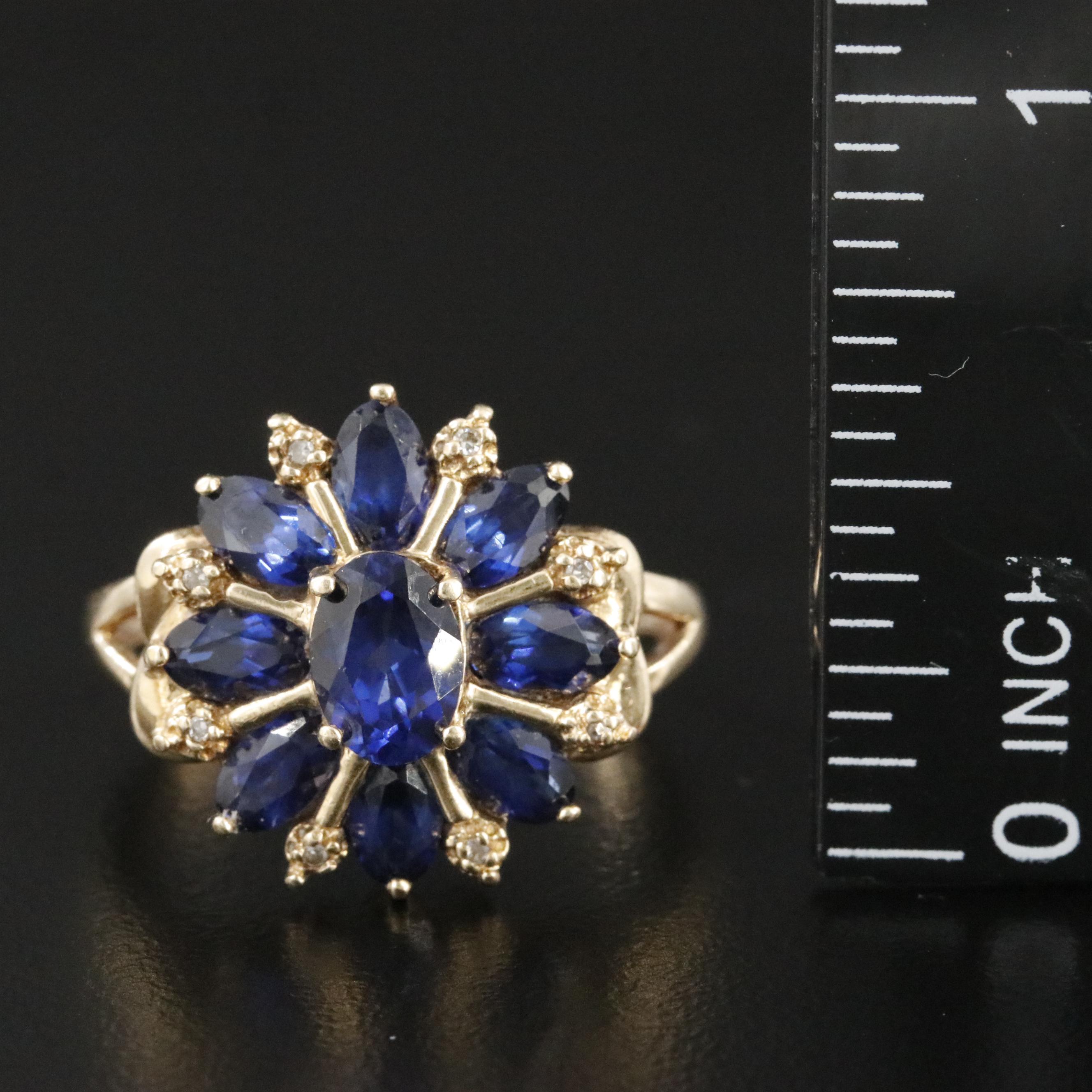 10K Sapphire and Diamond Ring