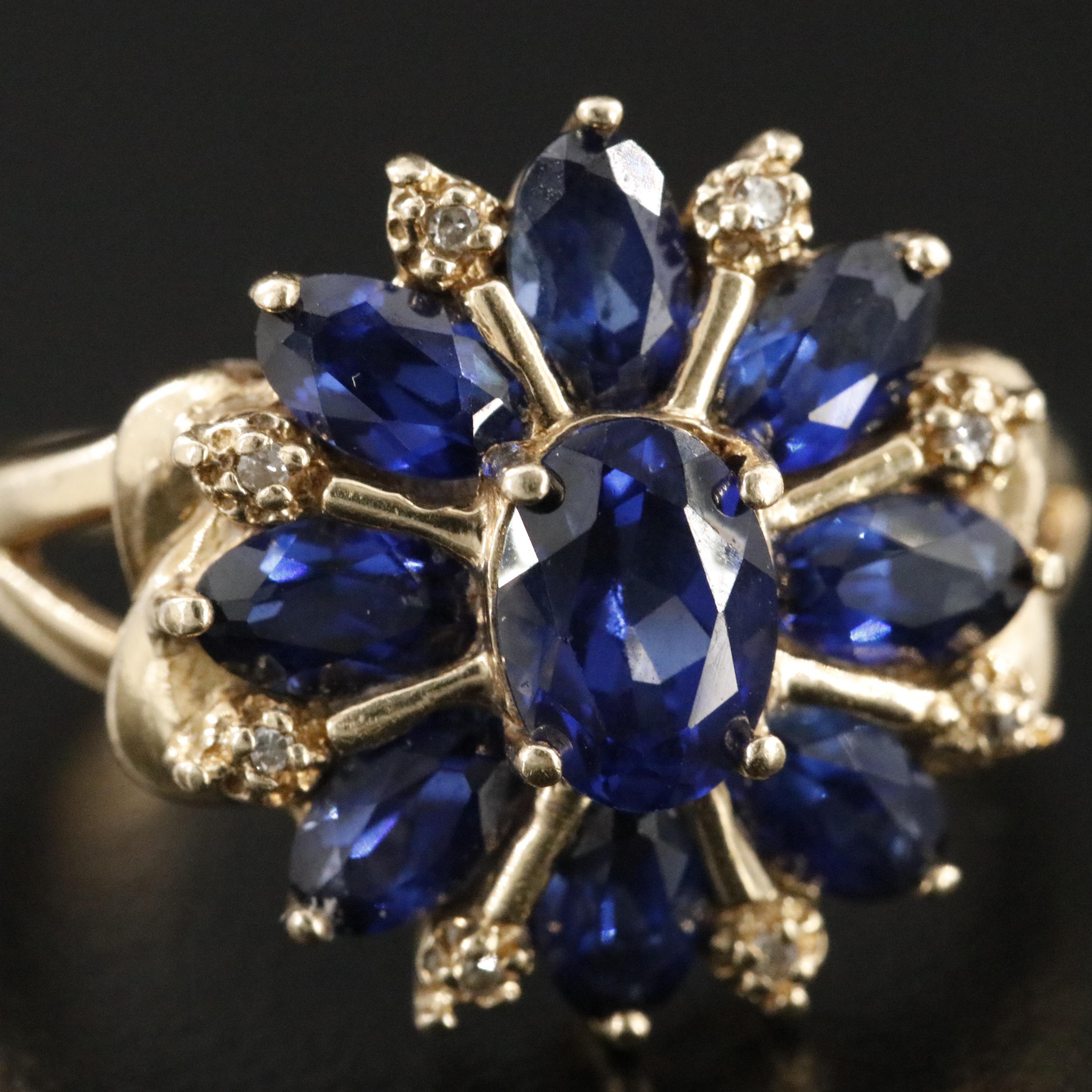 10K Sapphire and Diamond Ring