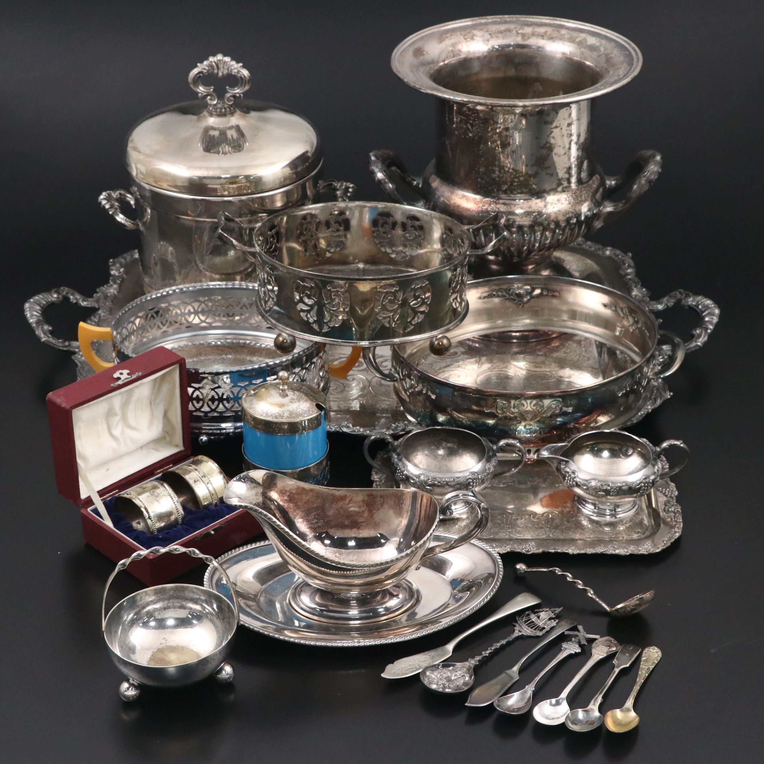 Leonard Silver Plate Compote, F.B. Rogers Ice Buket, and More Serveware