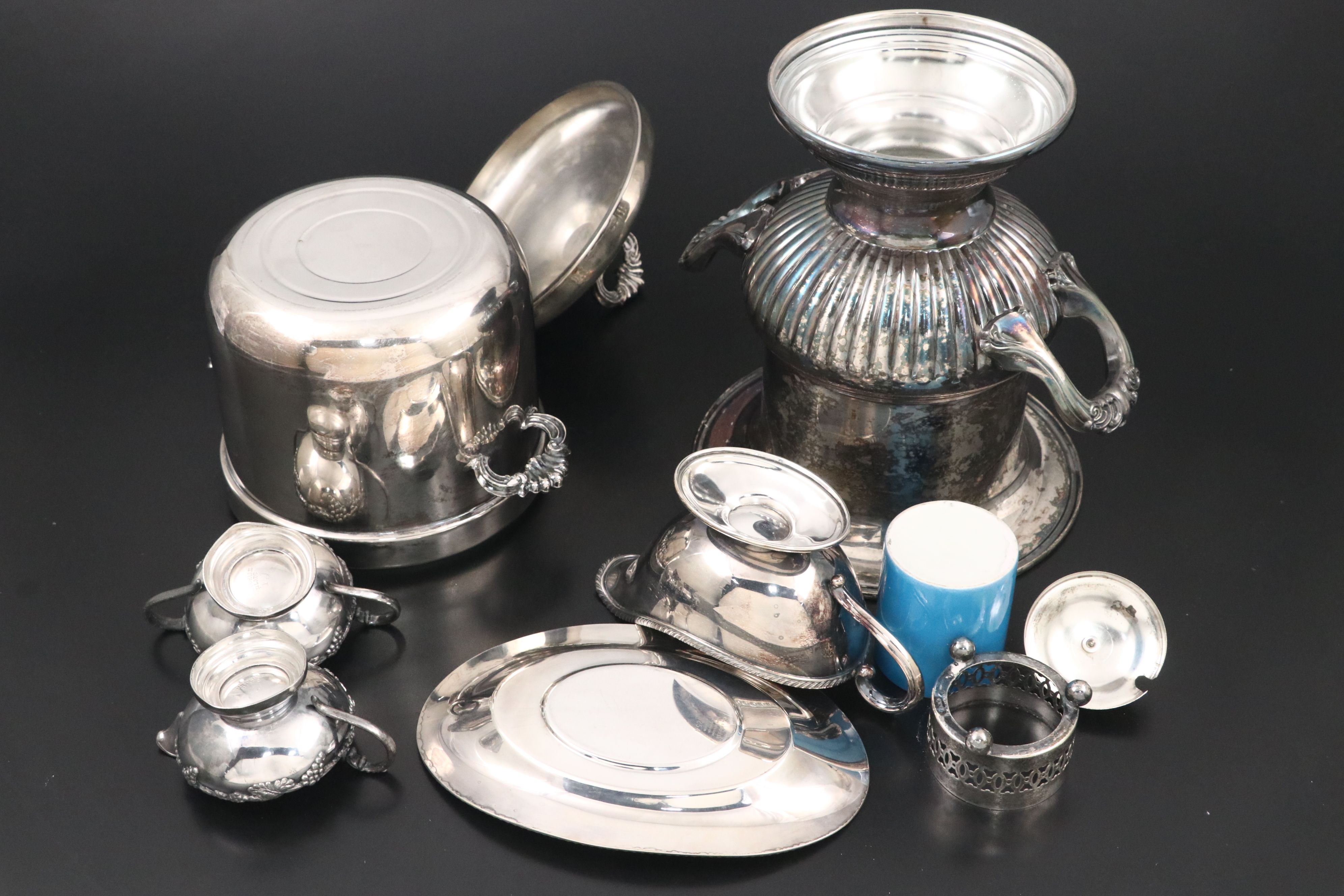 Leonard Silver Plate Compote, F.B. Rogers Ice Buket, and More Serveware