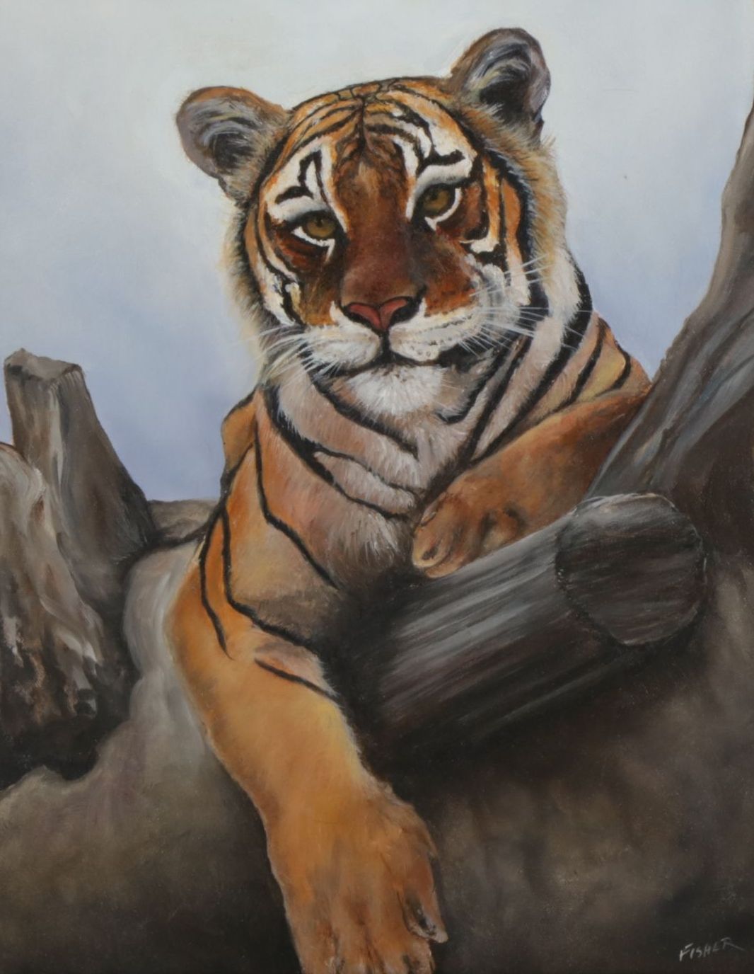 Joyce Fisher Wildlife Portrait Oil Painting "Burning Bright", Early 21st Century