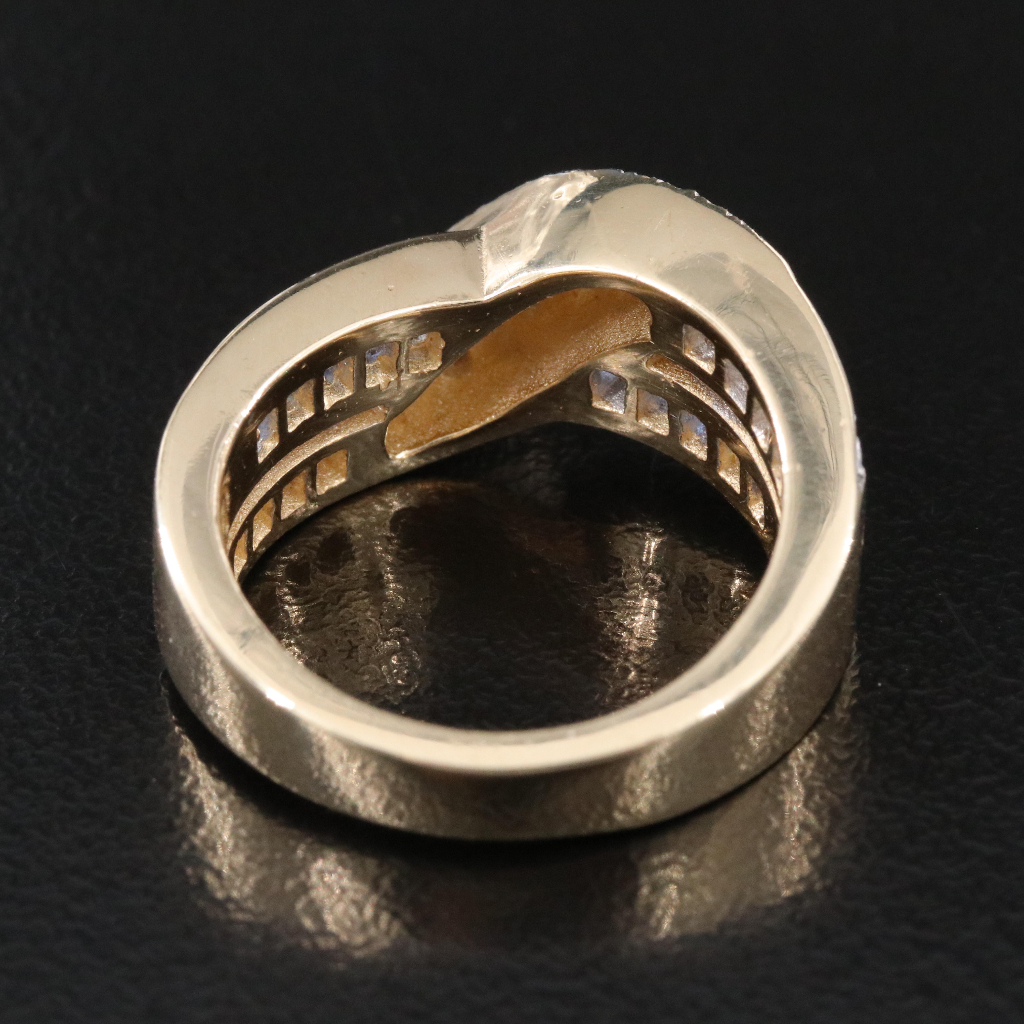 14K Diamond and Sapphire Crossover Ring