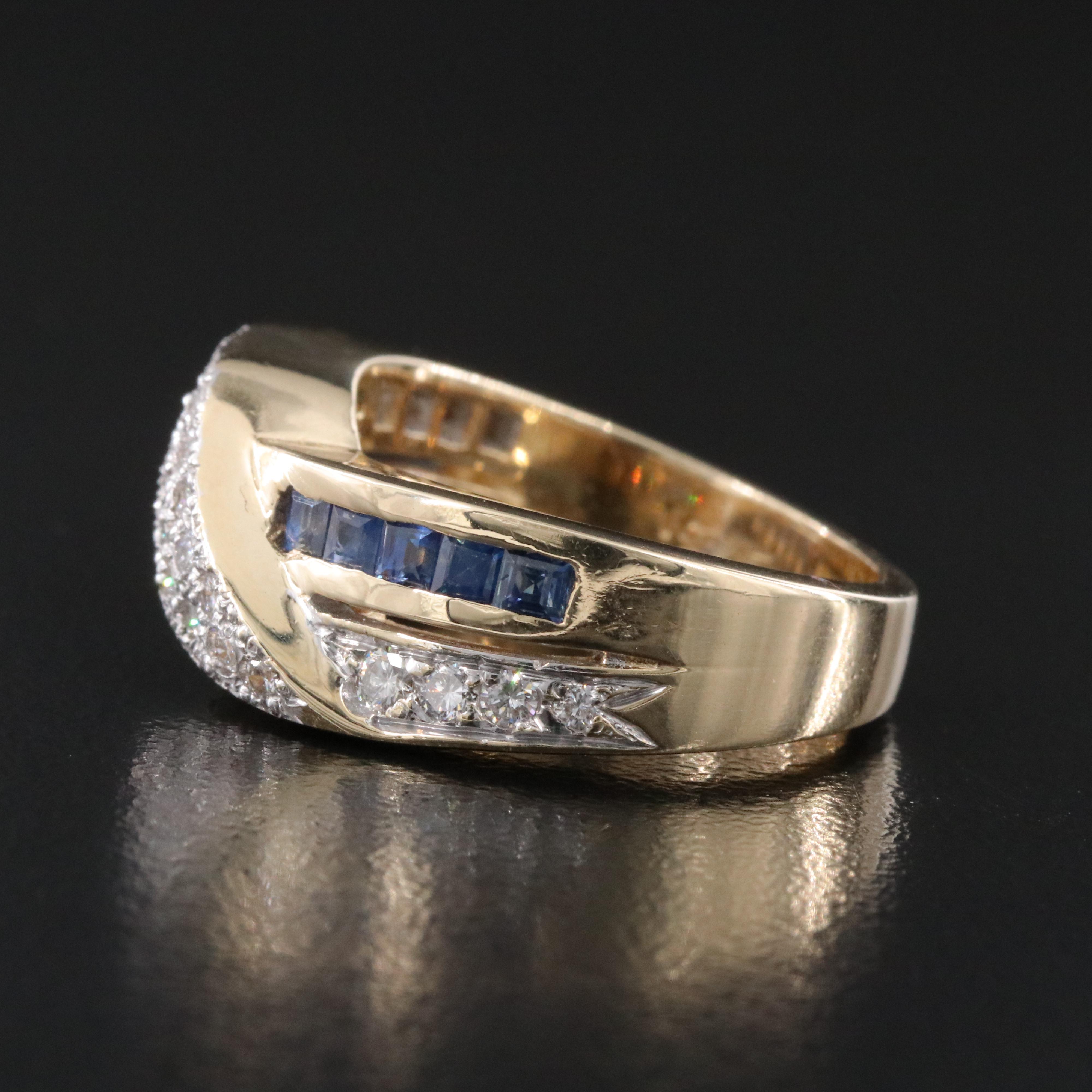 14K Diamond and Sapphire Crossover Ring