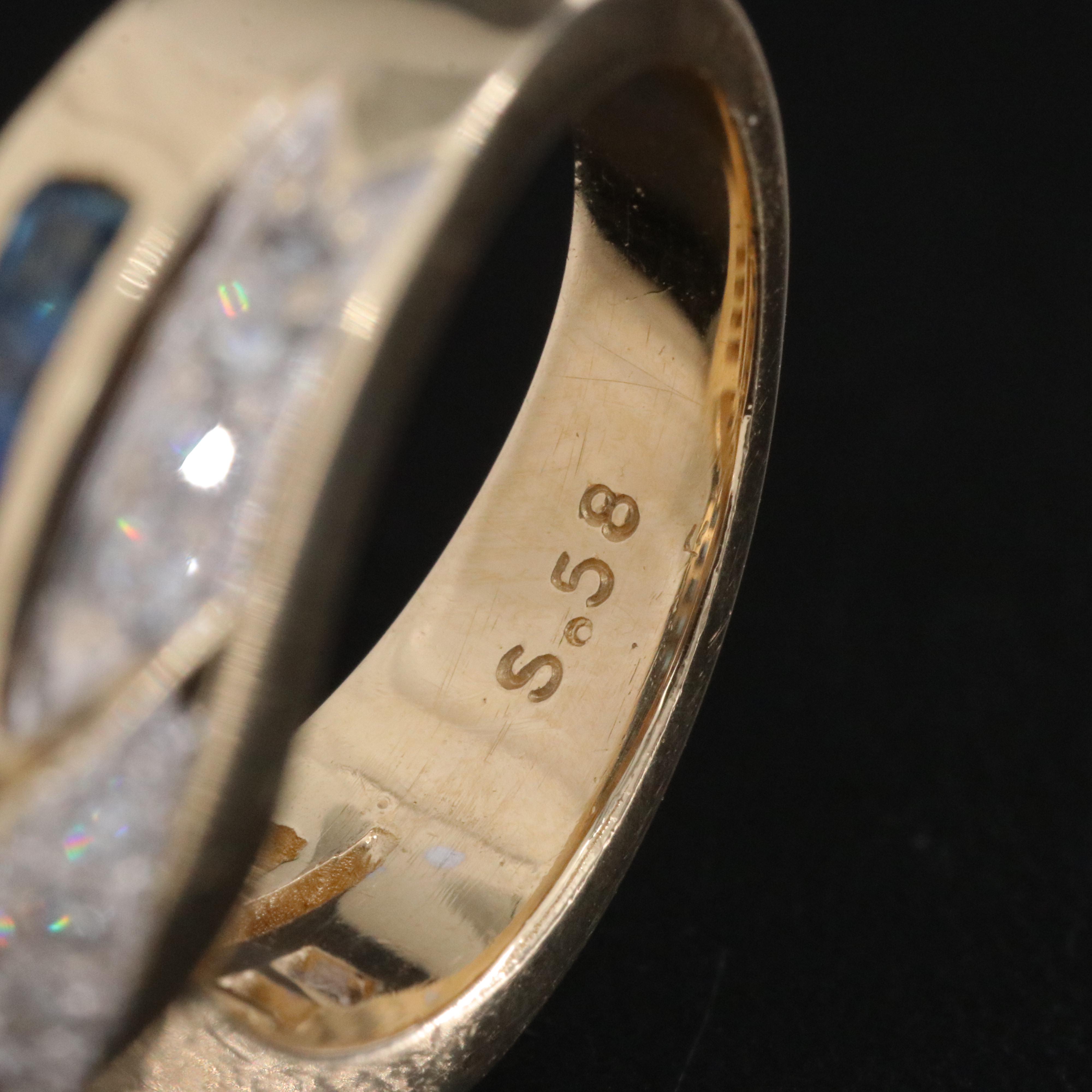 14K Diamond and Sapphire Crossover Ring