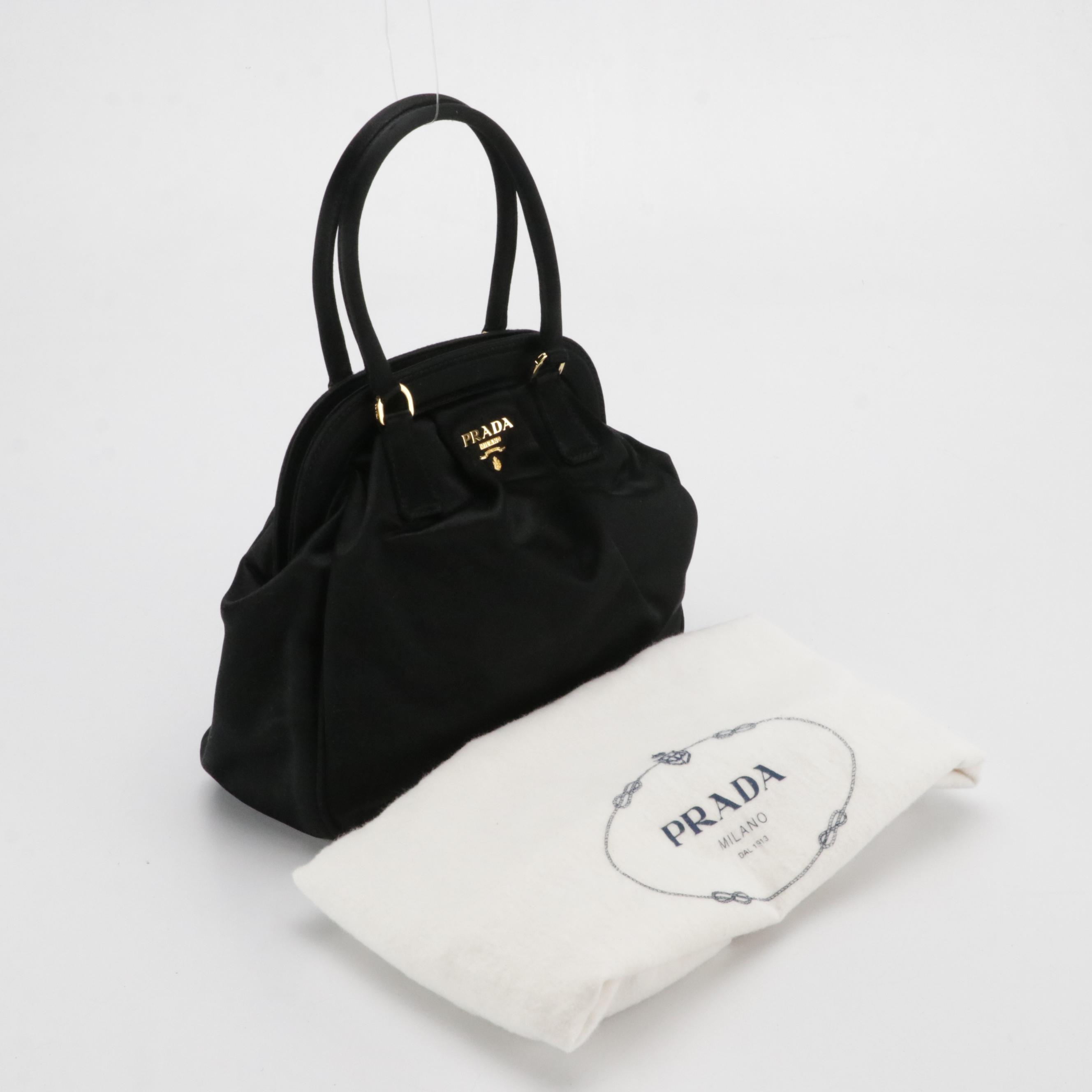Prada Black Satin Frame Handbag